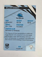 NRL 2024 Traders Base Card #031 William Kennedy Cronulla Sutherland Sharks
