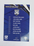 NRL 2024 Traders Base Card #019 Bulldogs Checklist Canterbury Bankstown Bulldogs