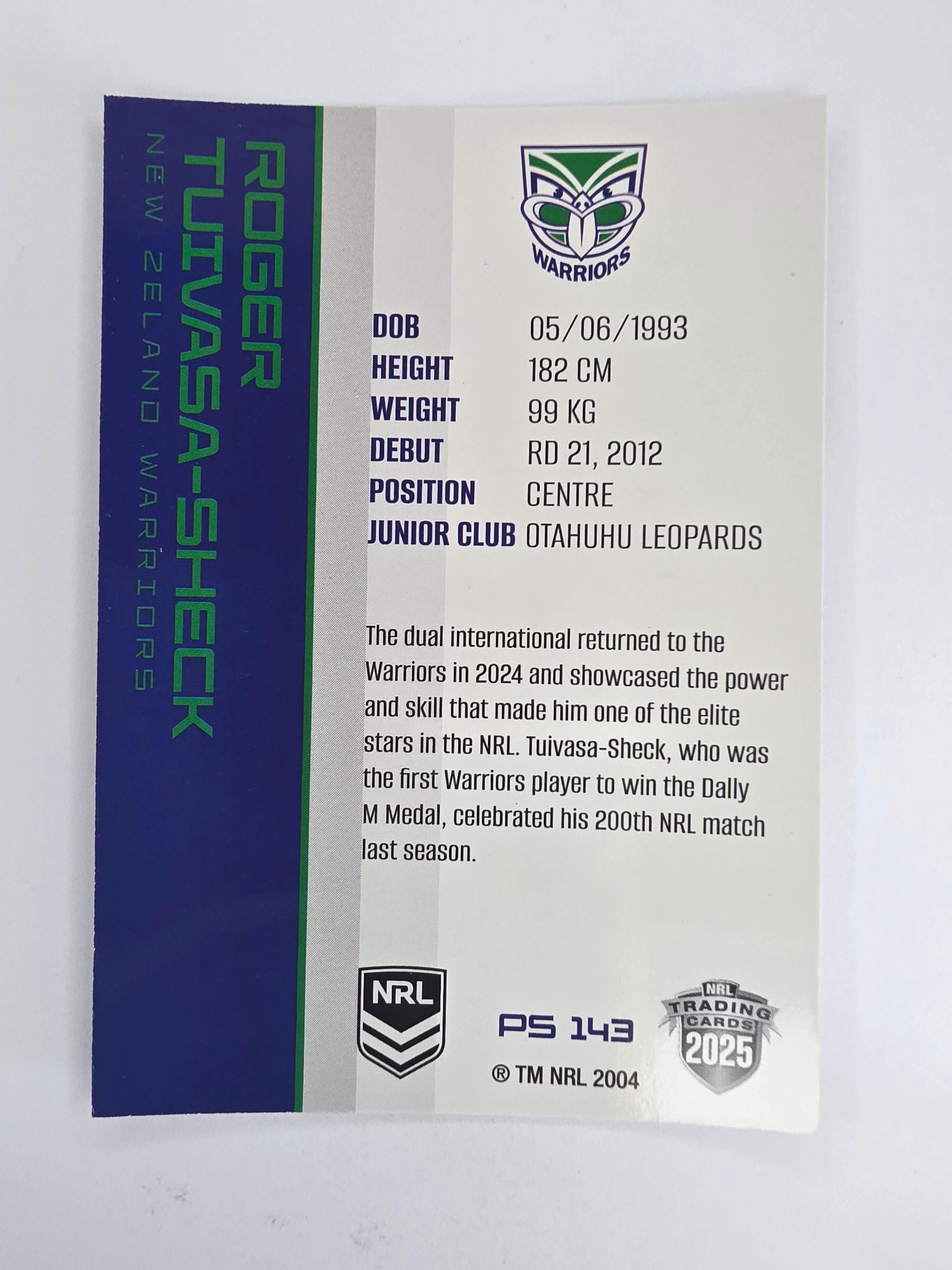 NRL 2025 Traders Silver Parallel #143 Roger Tuivasa-Sheck New Zealand Warriors