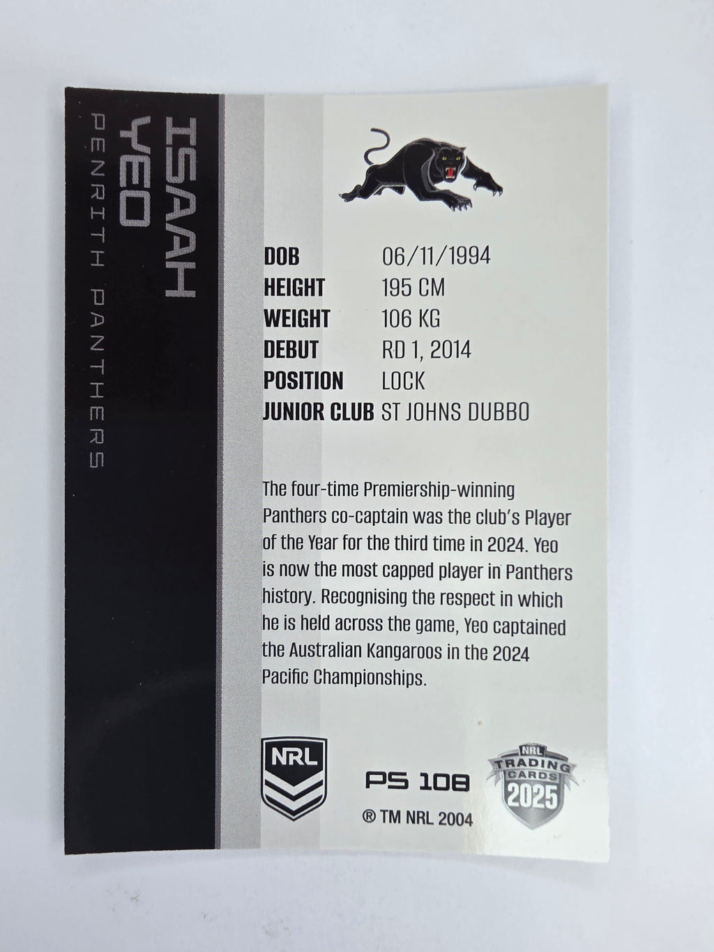 NRL 2025 Traders Silver Parallel #108 Isaah Yeo Penrith Panthers
