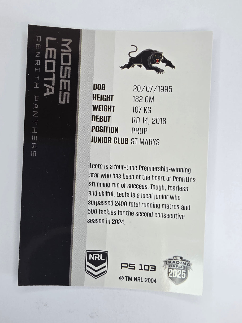 NRL 2025 Traders Silver Parallel #103 Moses Leota Penrith Panthers