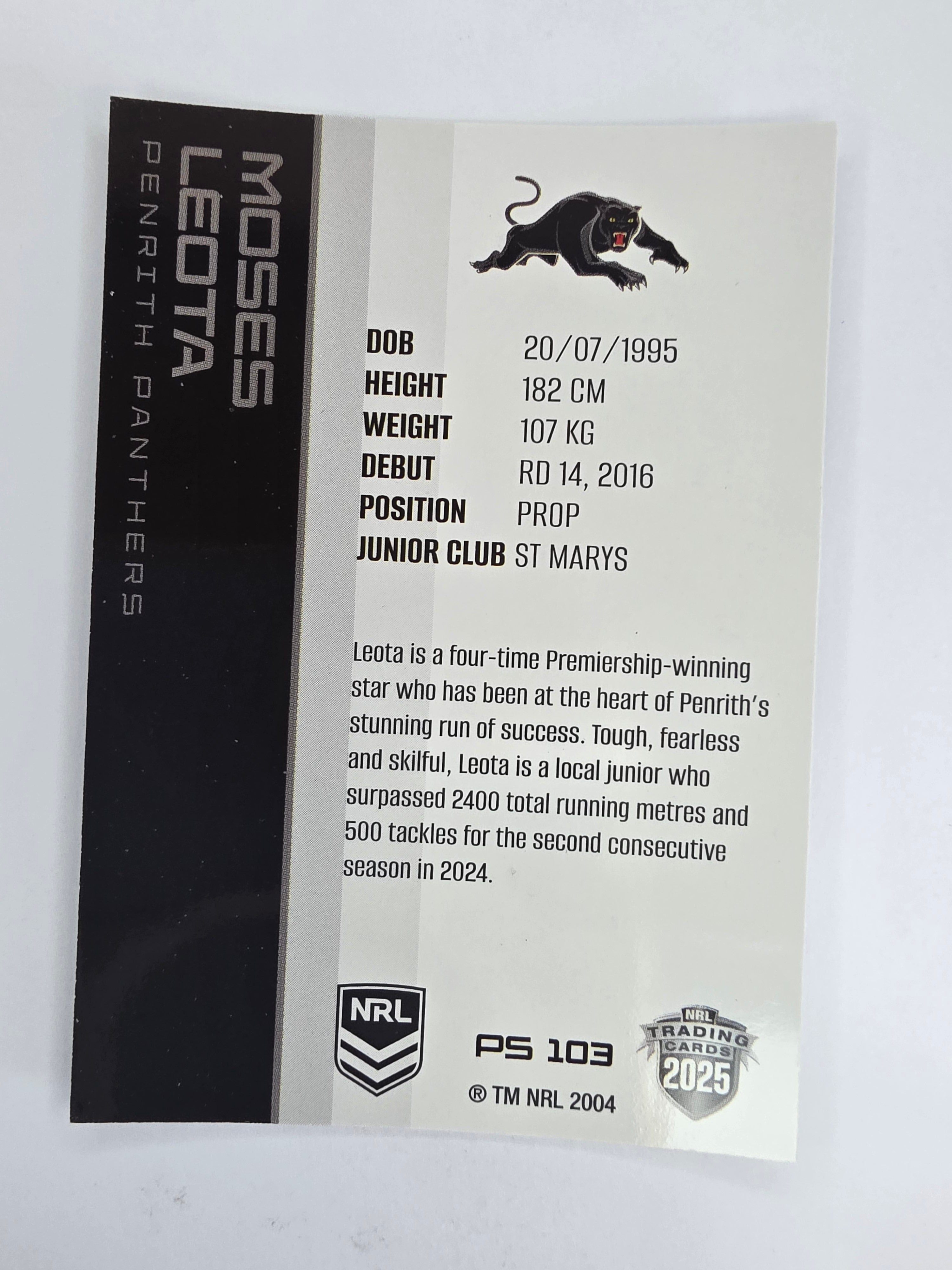 NRL 2025 Traders Silver Parallel #103 Moses Leota Penrith Panthers