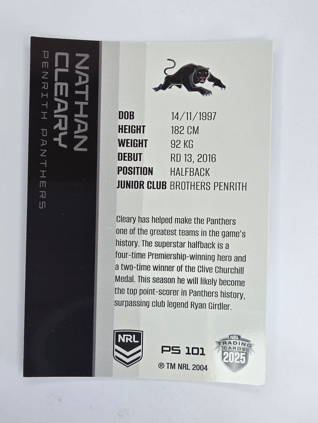 NRL 2025 Traders Silver Parallel #101 Nathan Cleary Penrith Panthers
