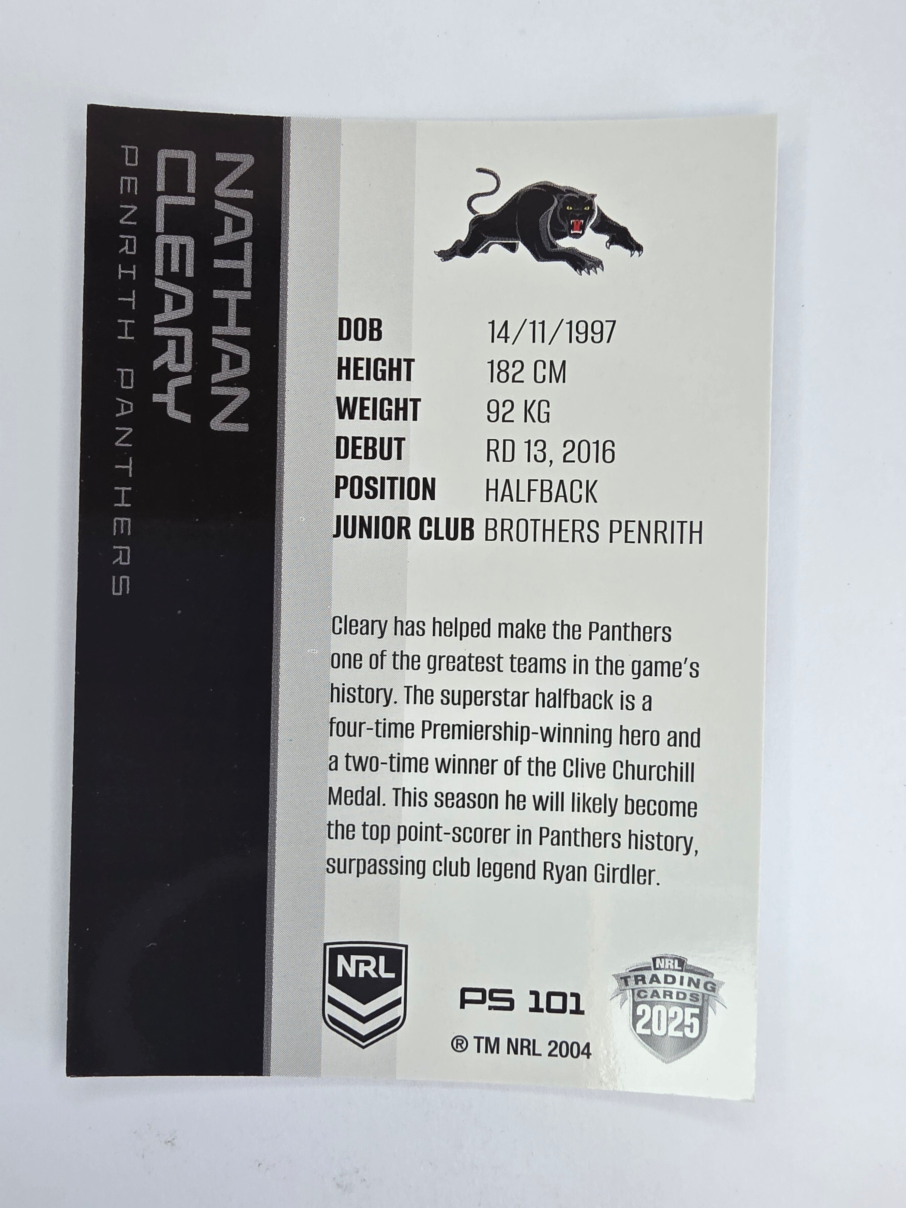 NRL 2025 Traders Silver Parallel #101 Nathan Cleary Penrith Panthers