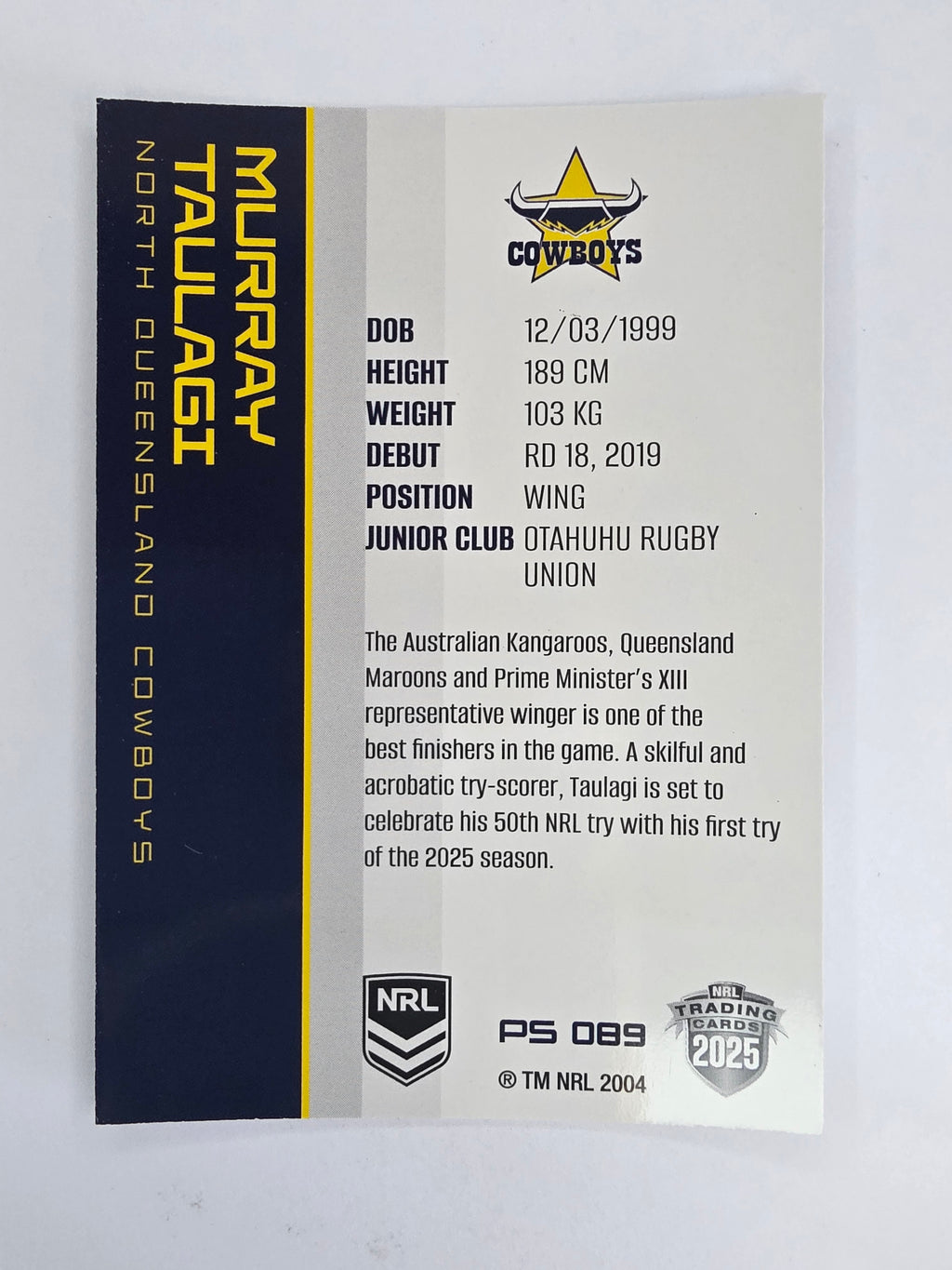 NRL 2025 Traders Silver Parallel #089 Murray Taulagi North Queensland Cowboys