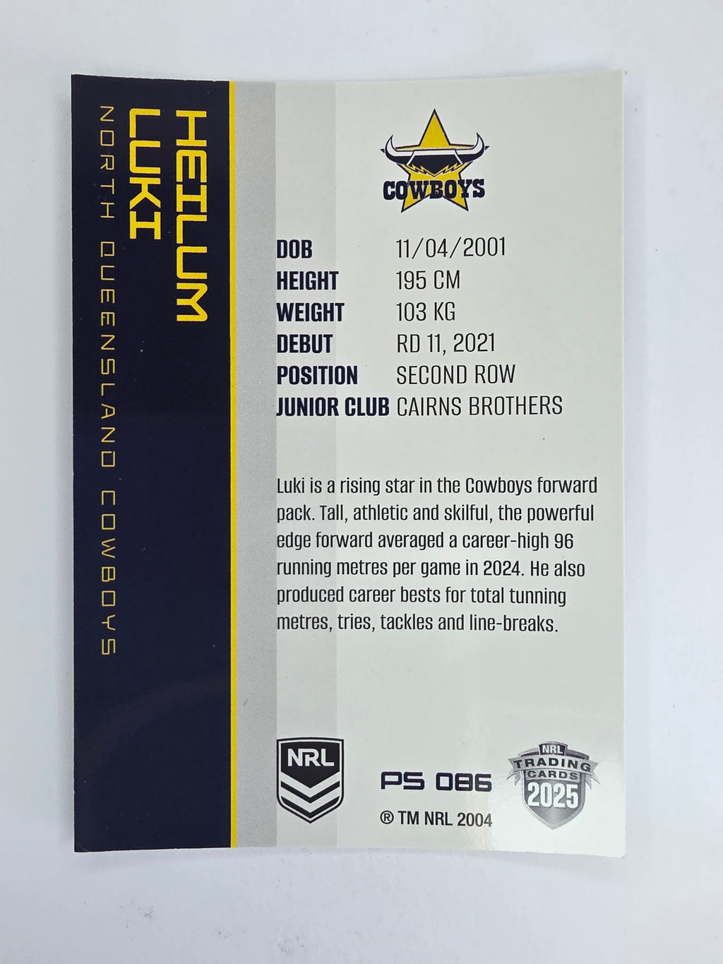 NRL 2025 Traders Silver Parallel #086 Heilum Luki North Queensland Cowboys