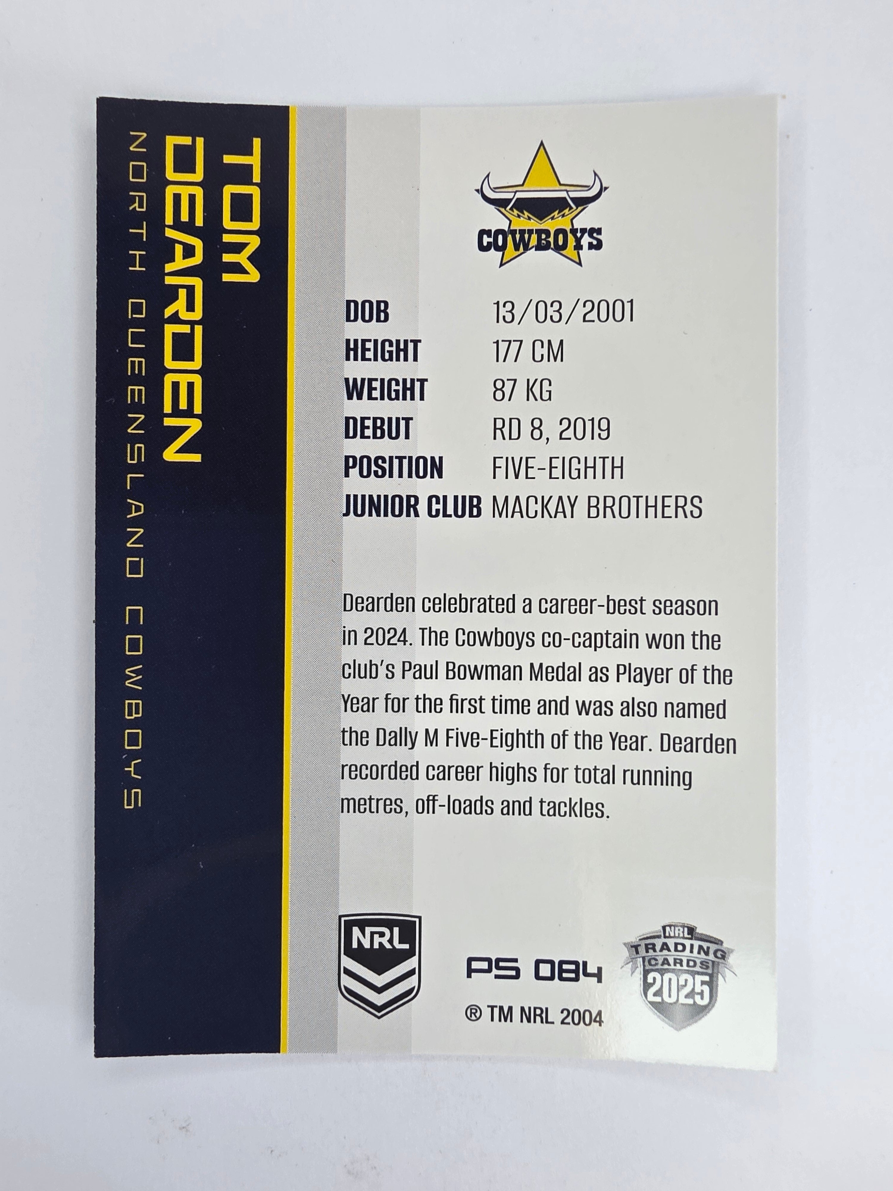 NRL 2025 Traders Silver Parallel #084 Tom Dearden North Queensland Cowboys