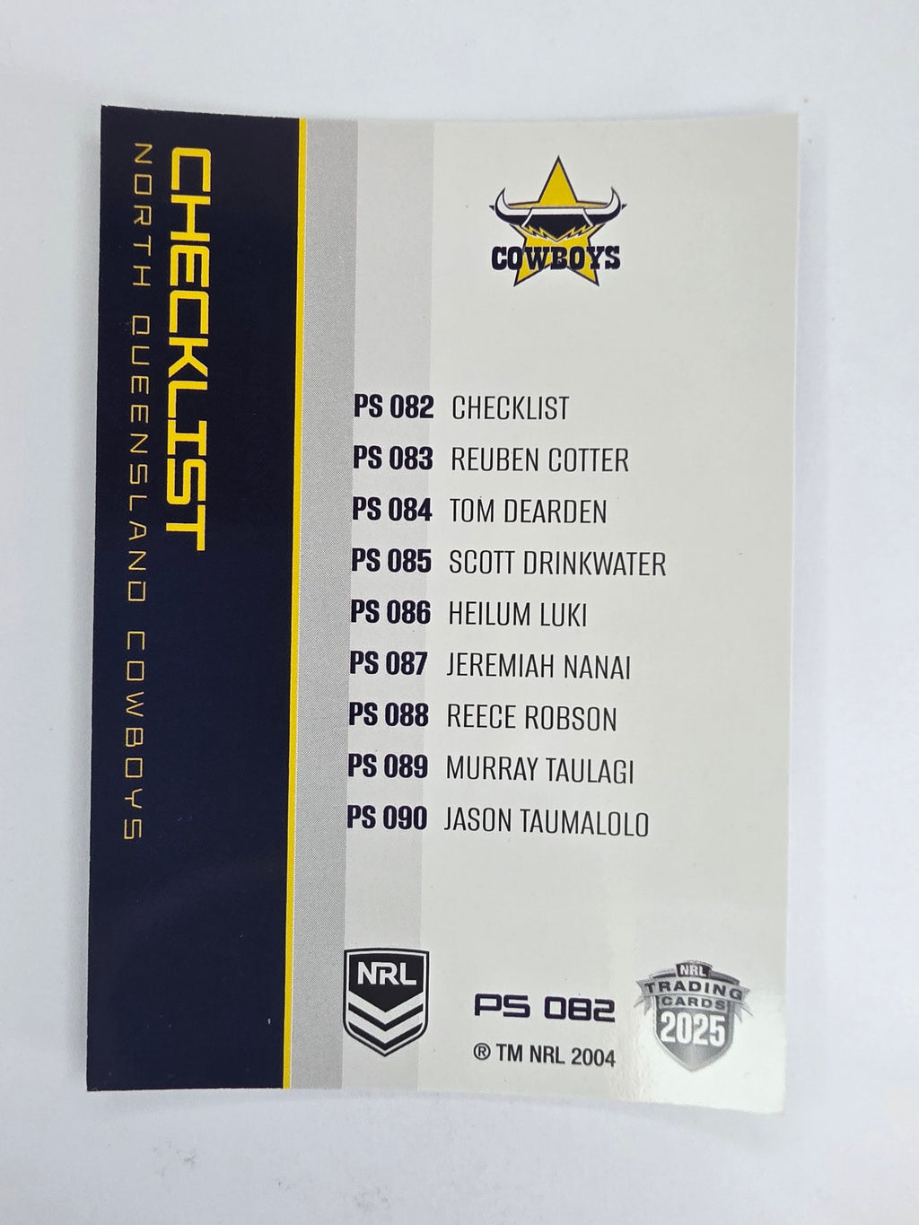 NRL 2025 Traders Silver Parallel #082 Cowboys Checklist North Queensland Cowboys