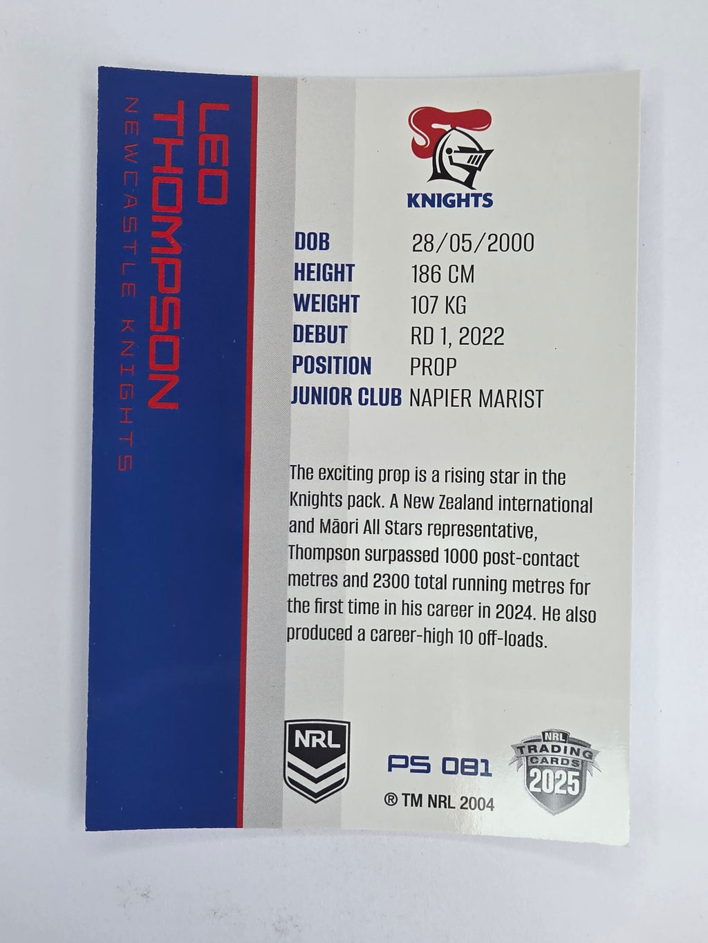 NRL 2025 Traders Silver Parallel #081 Leo Thompson Newcastle Knights