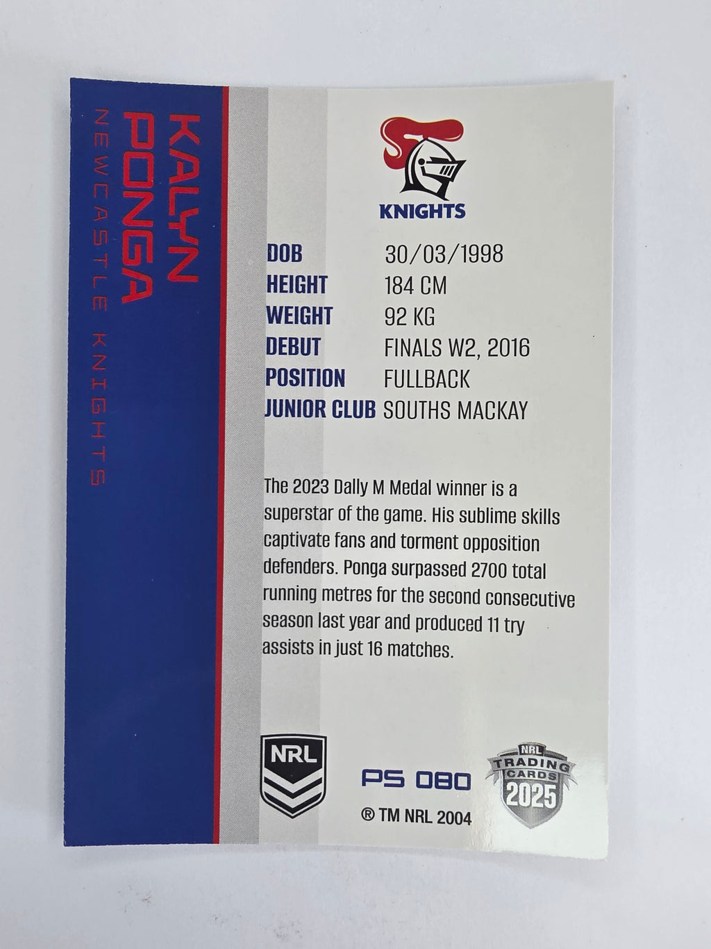 NRL 2025 Traders Silver Parallel #080 Kalyn Ponga Newcastle Knights