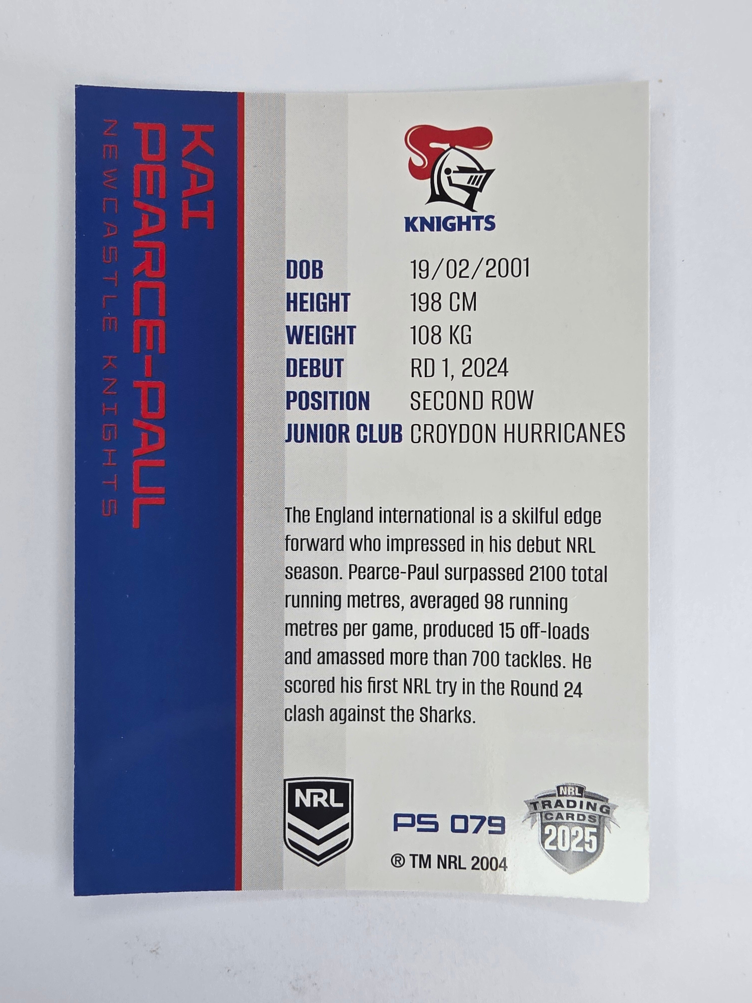 NRL 2025 Traders Silver Parallel #079 Kai Pearce-Paul Newcastle Knights