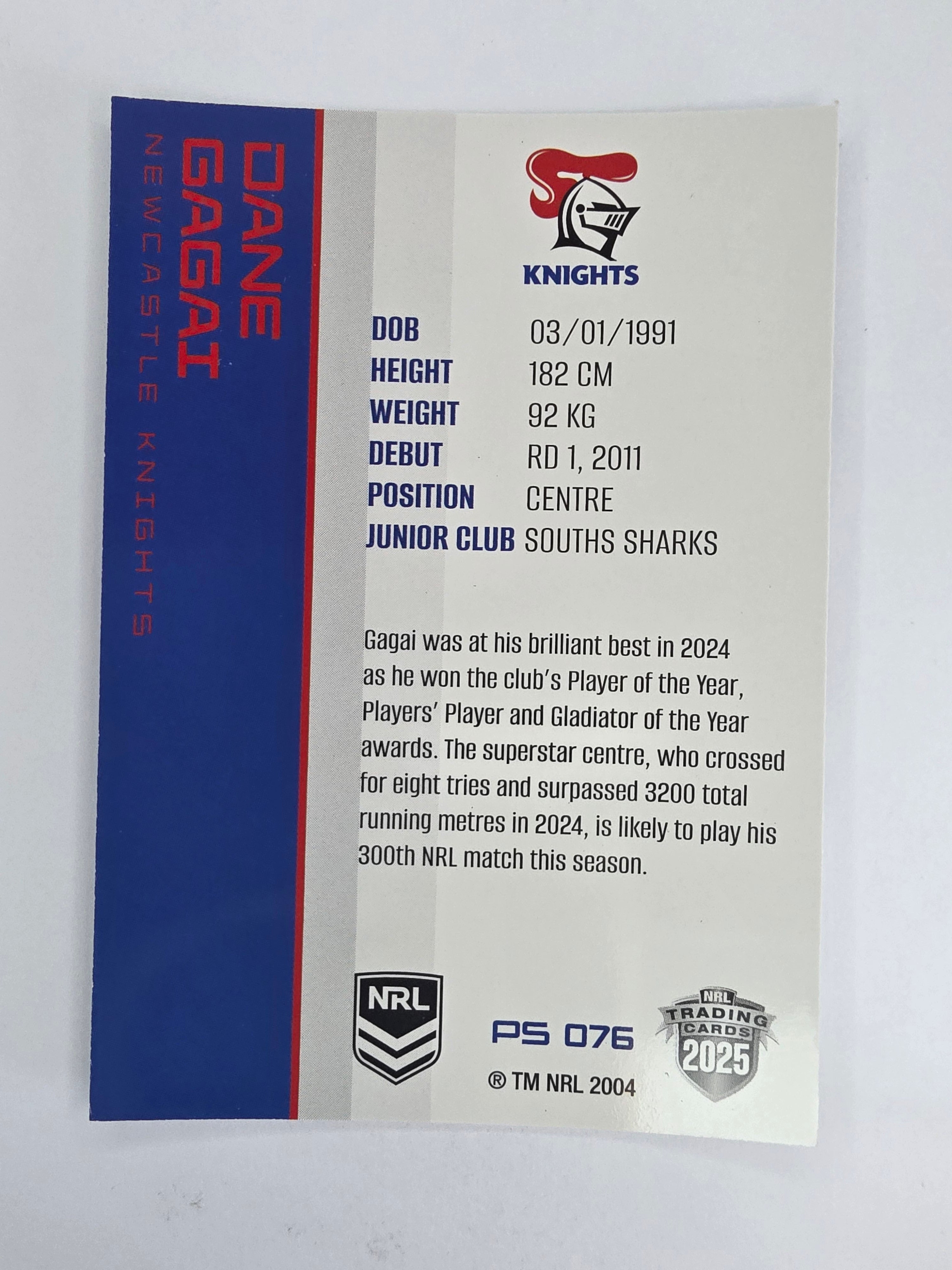 NRL 2025 Traders Silver Parallel #076 Dane Gagai Newcastle Knights