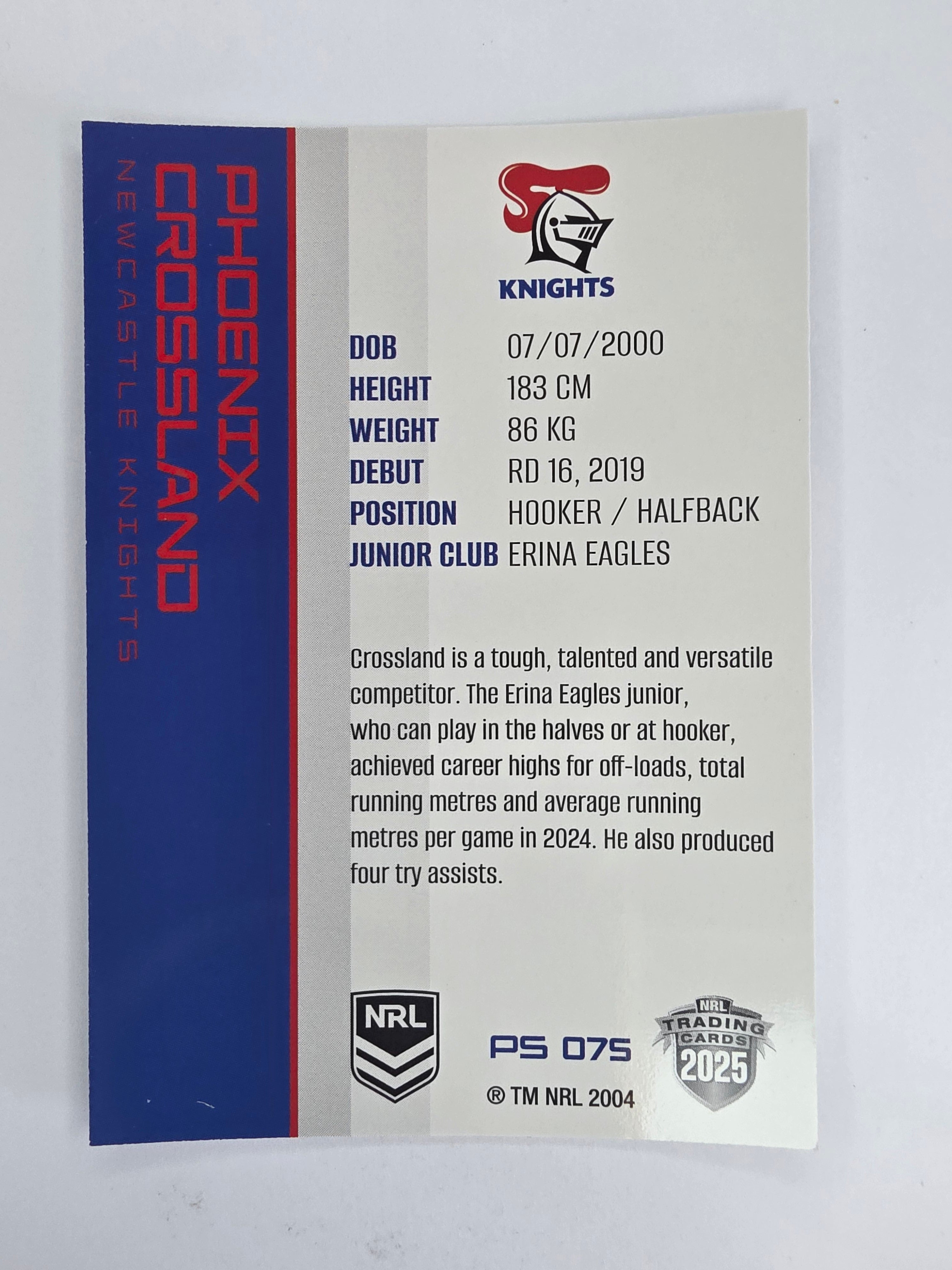 NRL 2025 Traders Silver Parallel #075 Phoenix Crossland Newcastle Knights
