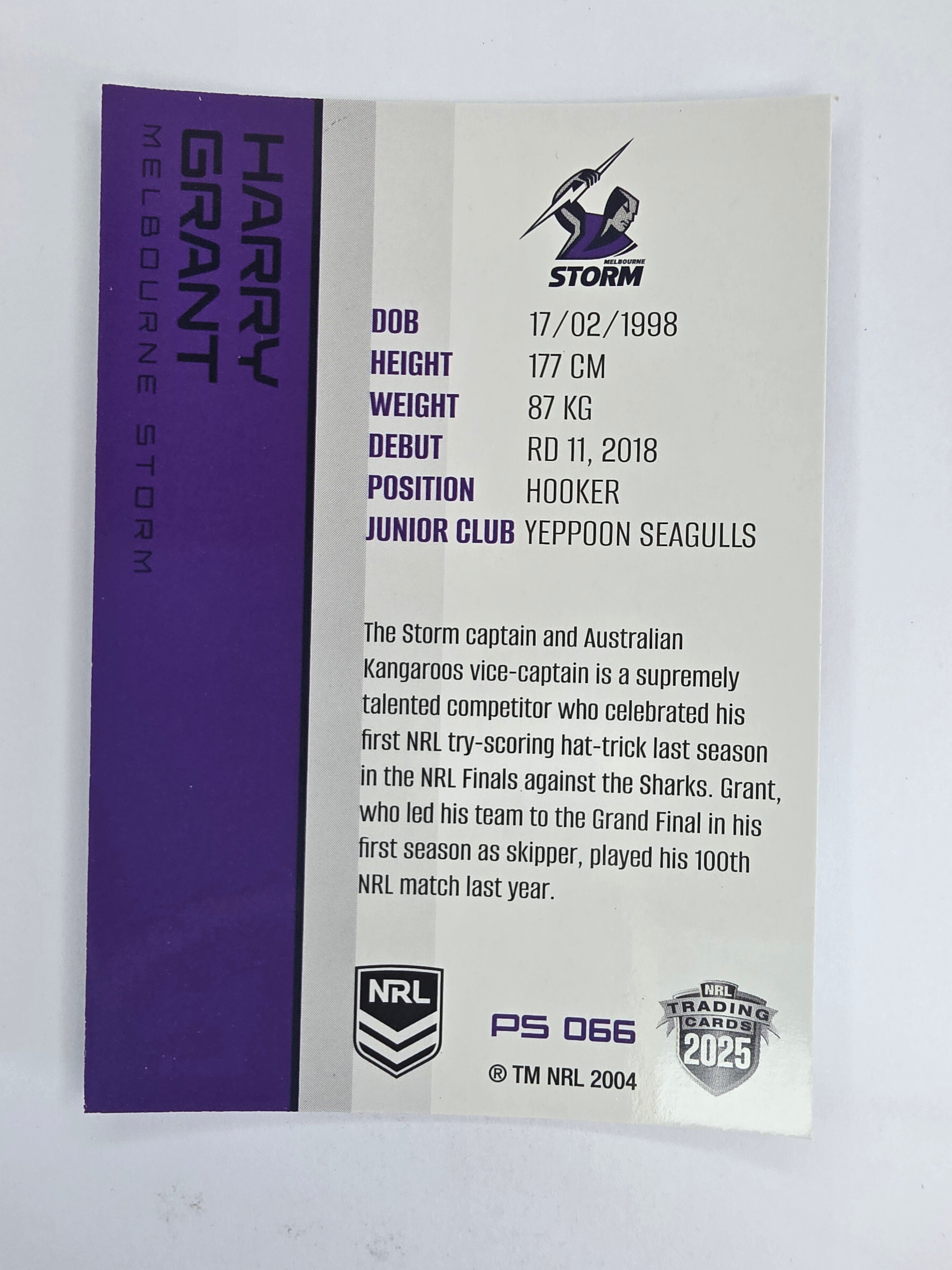 NRL 2025 Traders Silver Parallel #066 Harry Grant Melbourne Storm