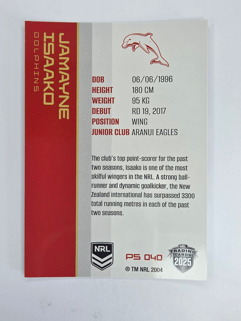 NRL 2025 Traders Silver Parallel #040 Jamayne Isaako Redcliffe Dolphins