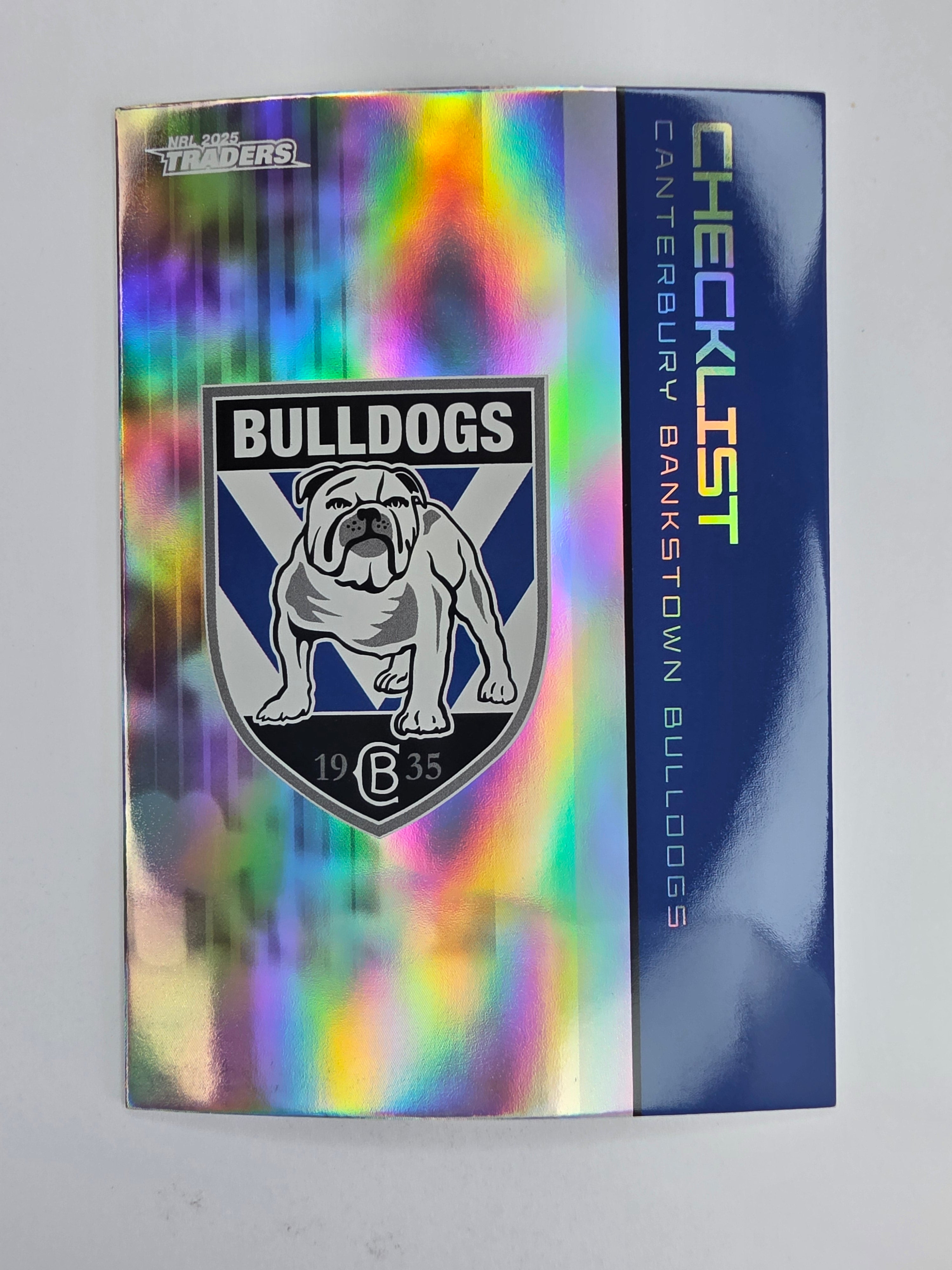 NRL 2025 Traders Silver Parallel #019 Bulldogs Checklist Canterbury Bankstown Bulldogs