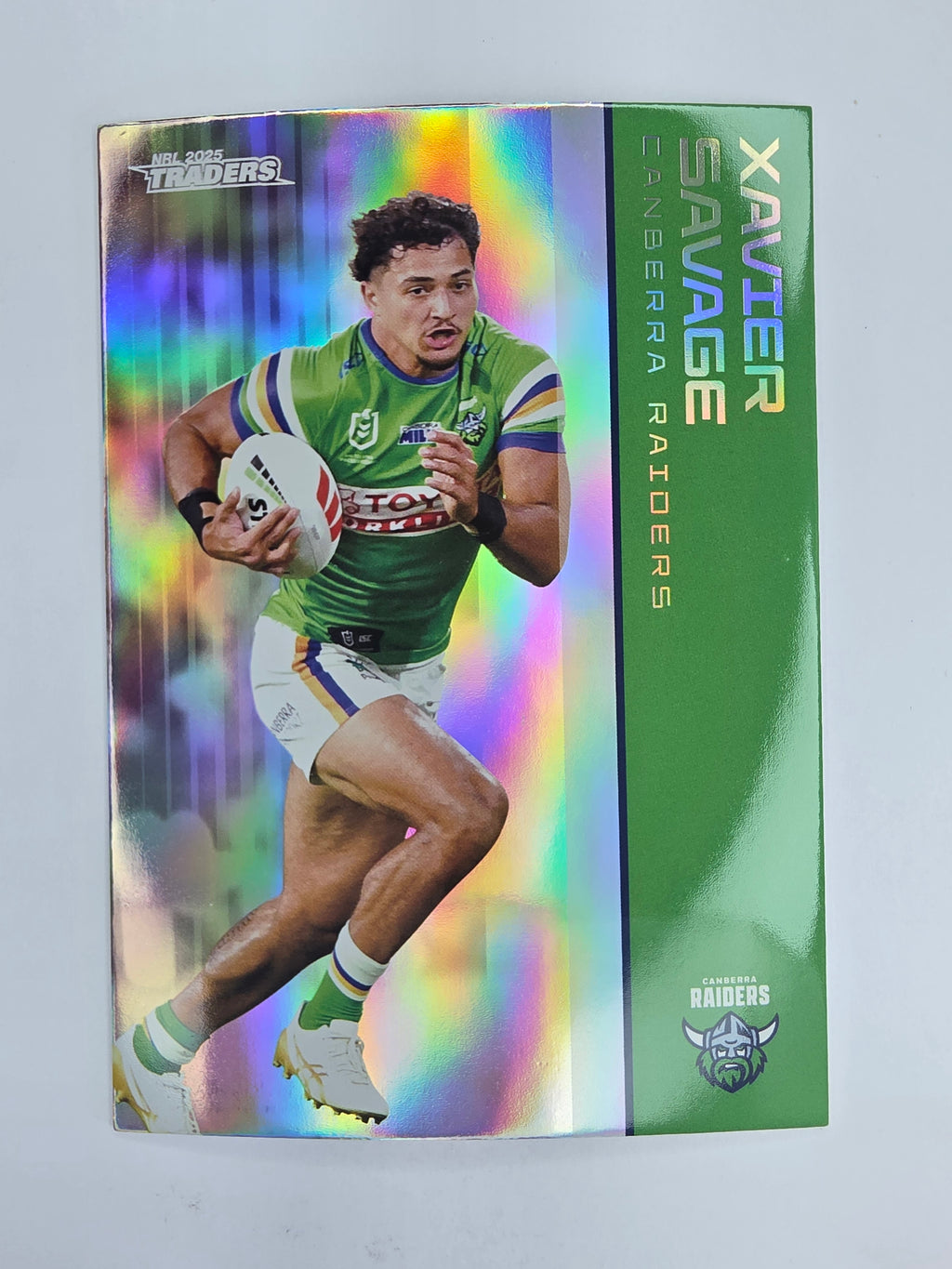 NRL 2025 Traders Silver Parallel #012 Xavier Savage Canberra Raiders