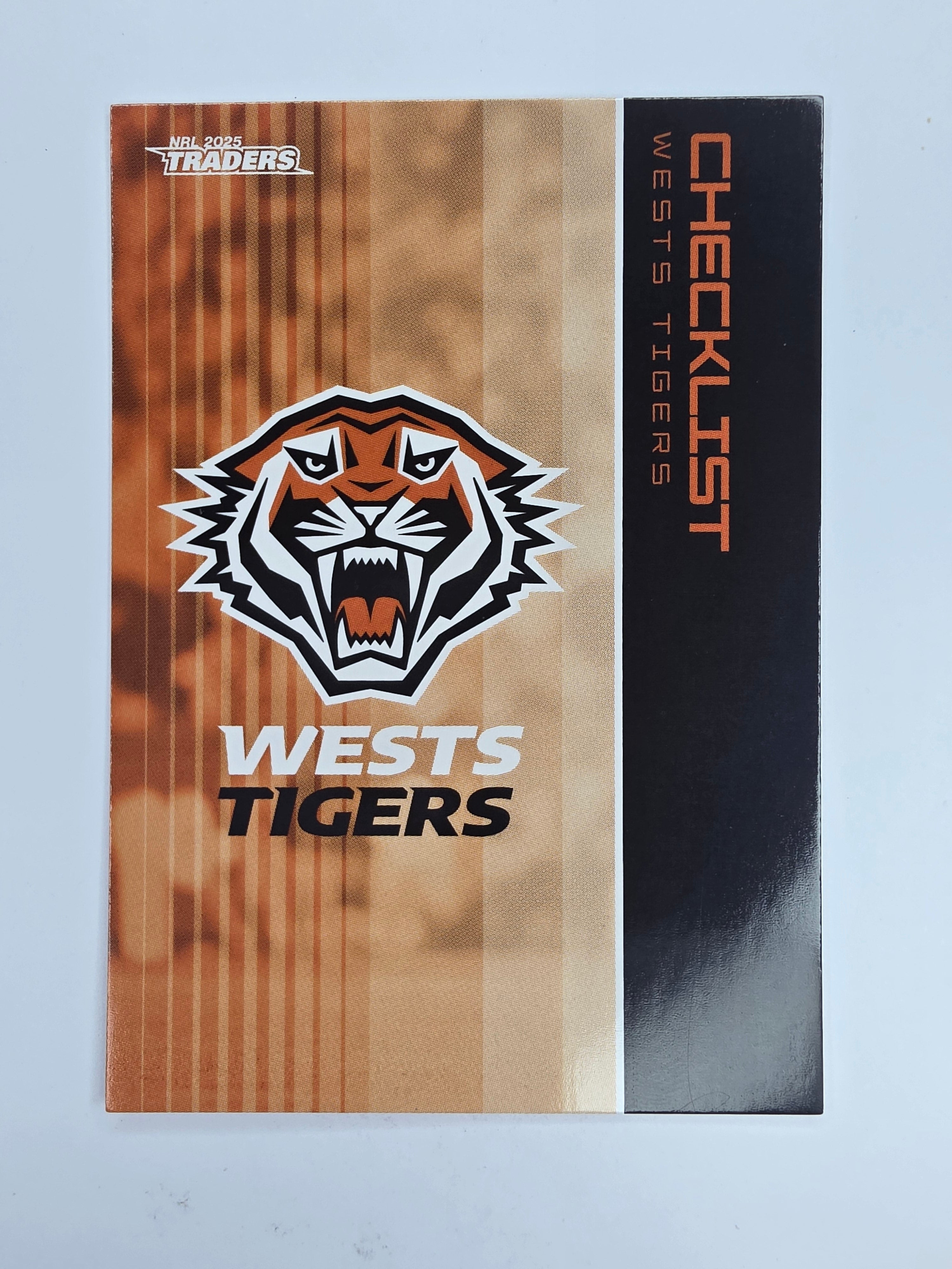 NRL 2025 Traders Base Card #145 Wests Tigers Checklist Wests Tigers