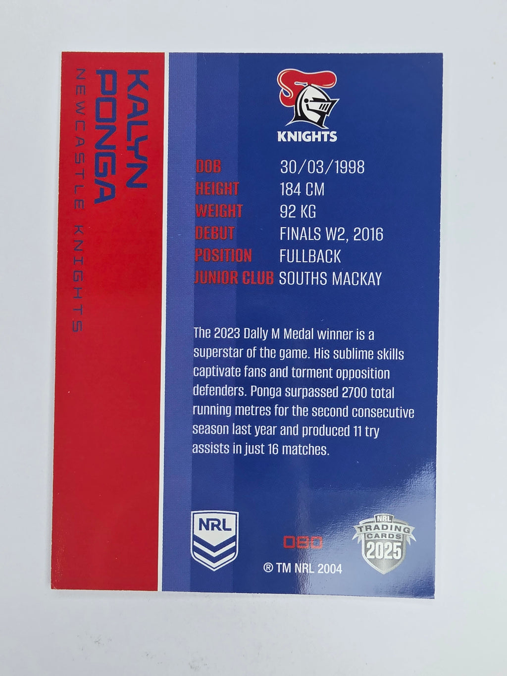 NRL 2025 Traders Base Card #080 Kalyn Ponga Newcastle Knights