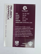 NRL 2025 Traders Base Card #058 Reuben Garrick Manly Warringah Sea Eagles