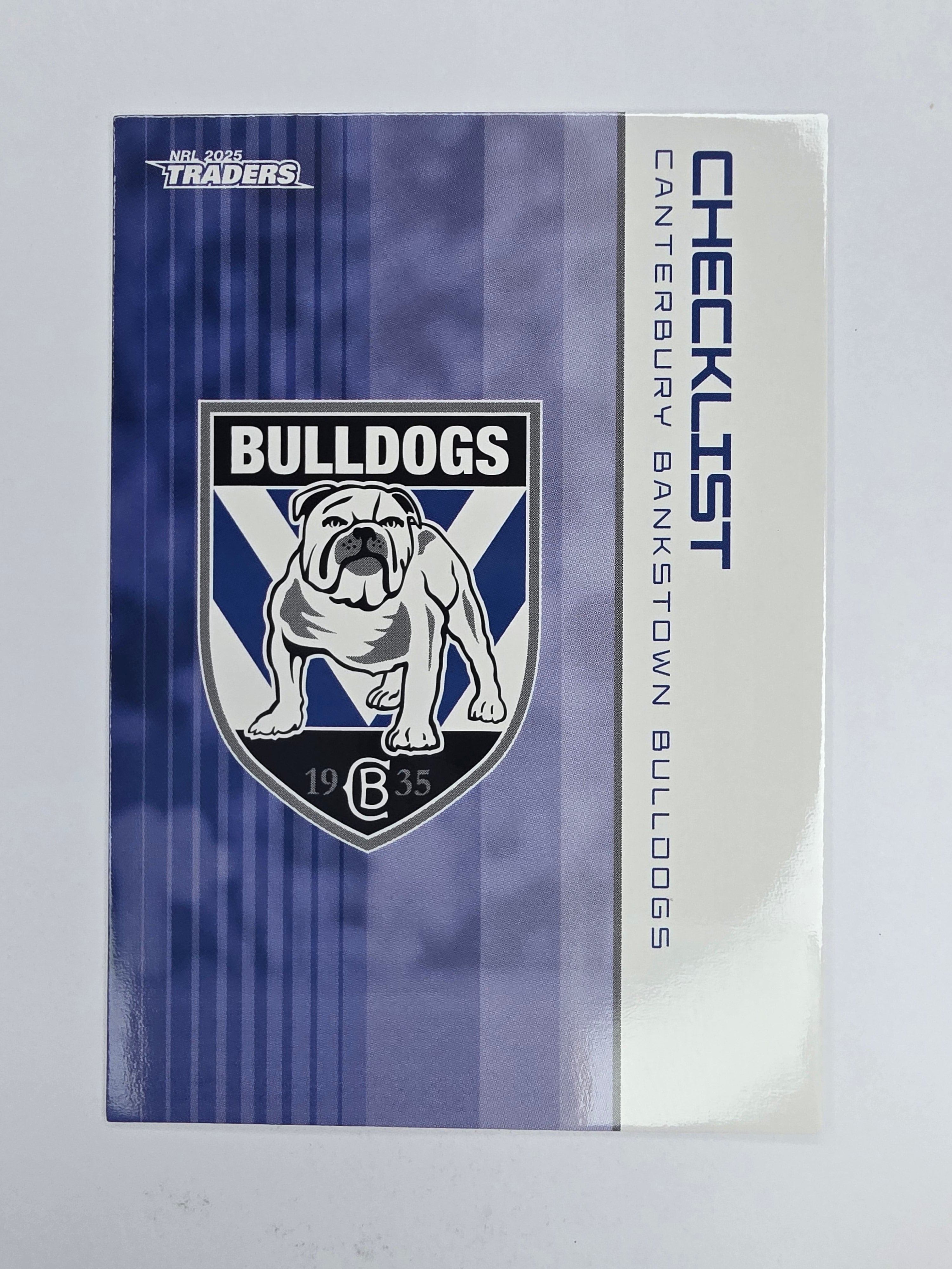NRL 2025 Traders Base Card #019 Bulldogs Checklist Canterbury Bankstown Bulldogs