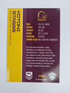 NRL 2025 Traders Base Card #008 Kotoni Staggs Brisbane Broncos