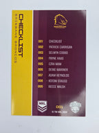 NRL 2025 Traders Base Card #001 Broncos Checklist Brisbane Broncos