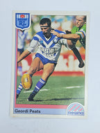 NRL 1992 Regina Base Card #139 Geordi Peats Canterbury Bankstown Bulldogs