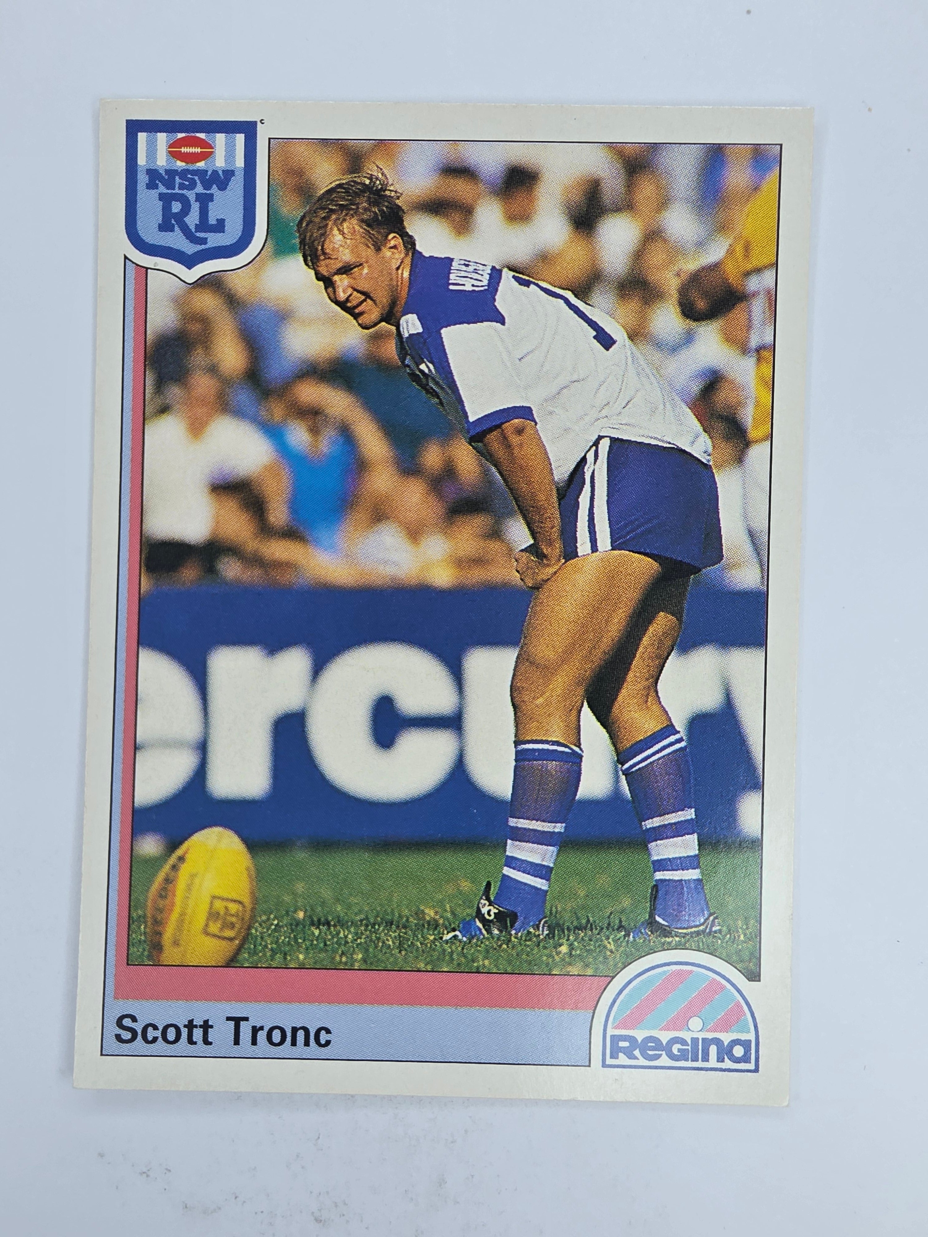 NRL 1992 Regina Base Card #141 Scott Tronc Canterbury Bankstown Bulldogs
