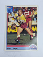 NRL 1992 Regina Base Card #159 Allan Langer Brisbane Broncos *damaged*