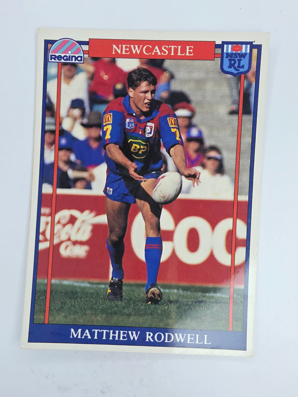 NRL 1993 Regina Base Card #8 Matthew Rodwell Newcastle Knights