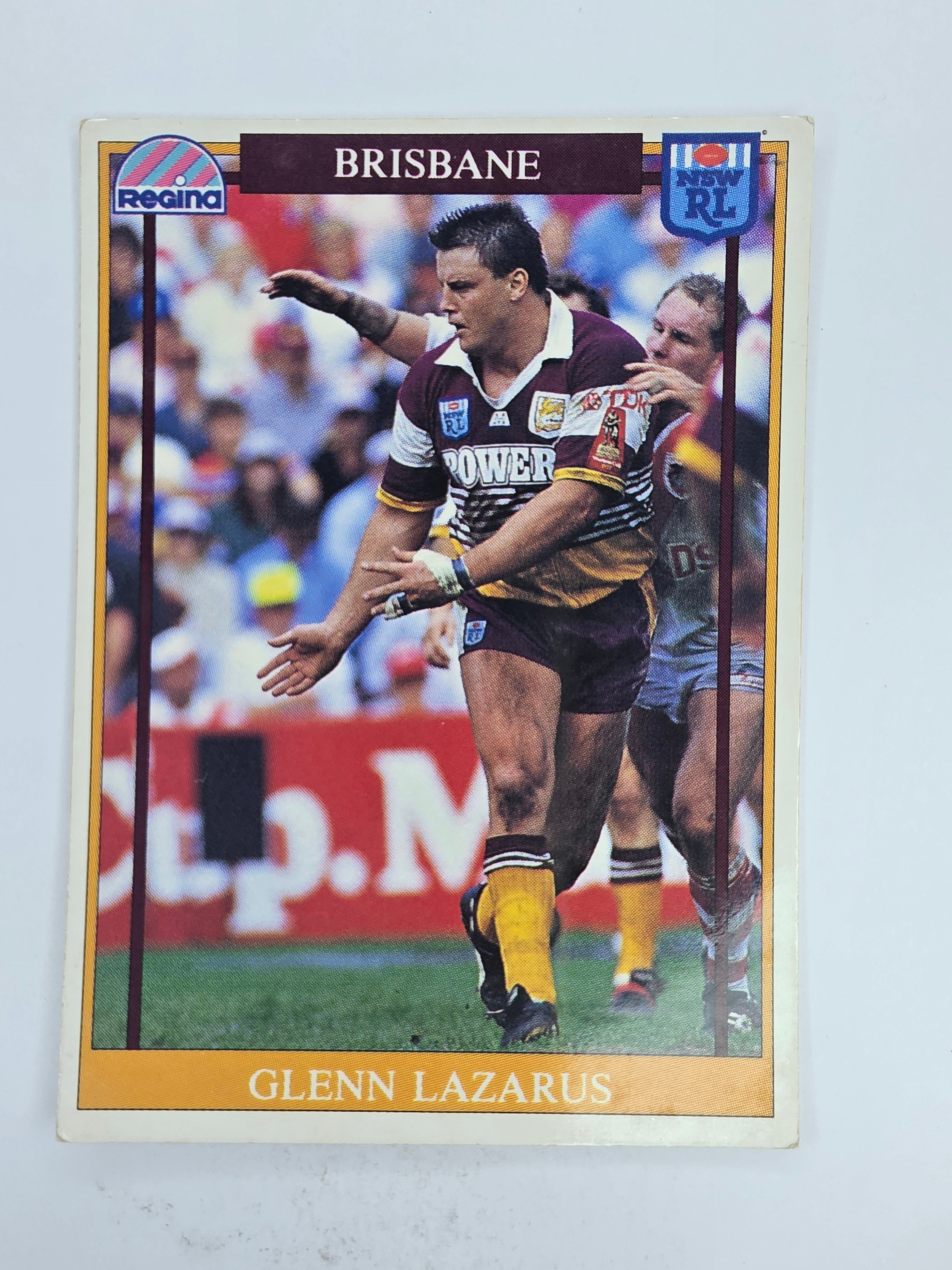 NRL 1993 Regina Base Card #26 Glenn Lazarus Brisbane Broncos