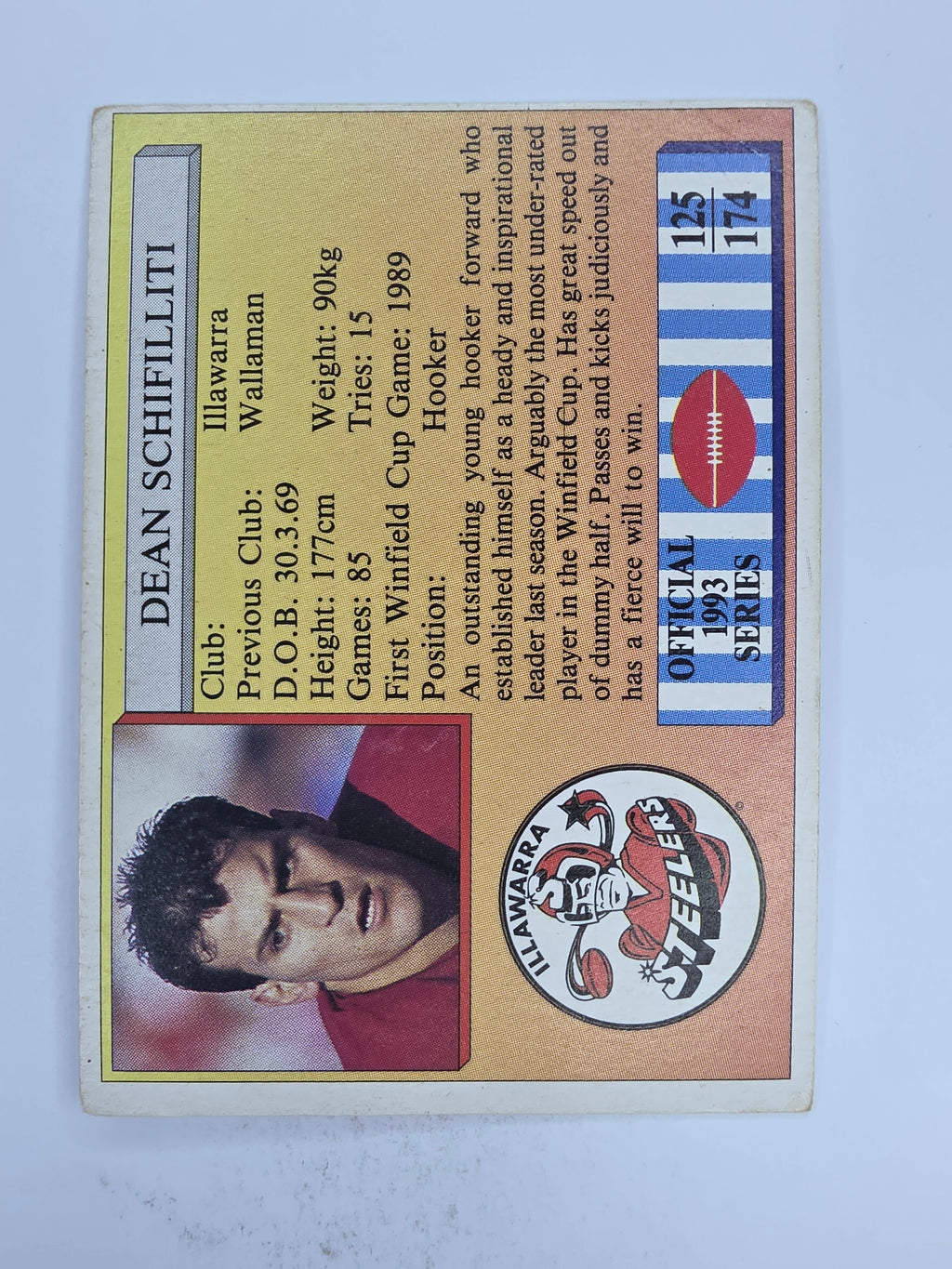 NRL 1993 Regina Base Card #125 Dean Schifilliti Illawarra Steelers