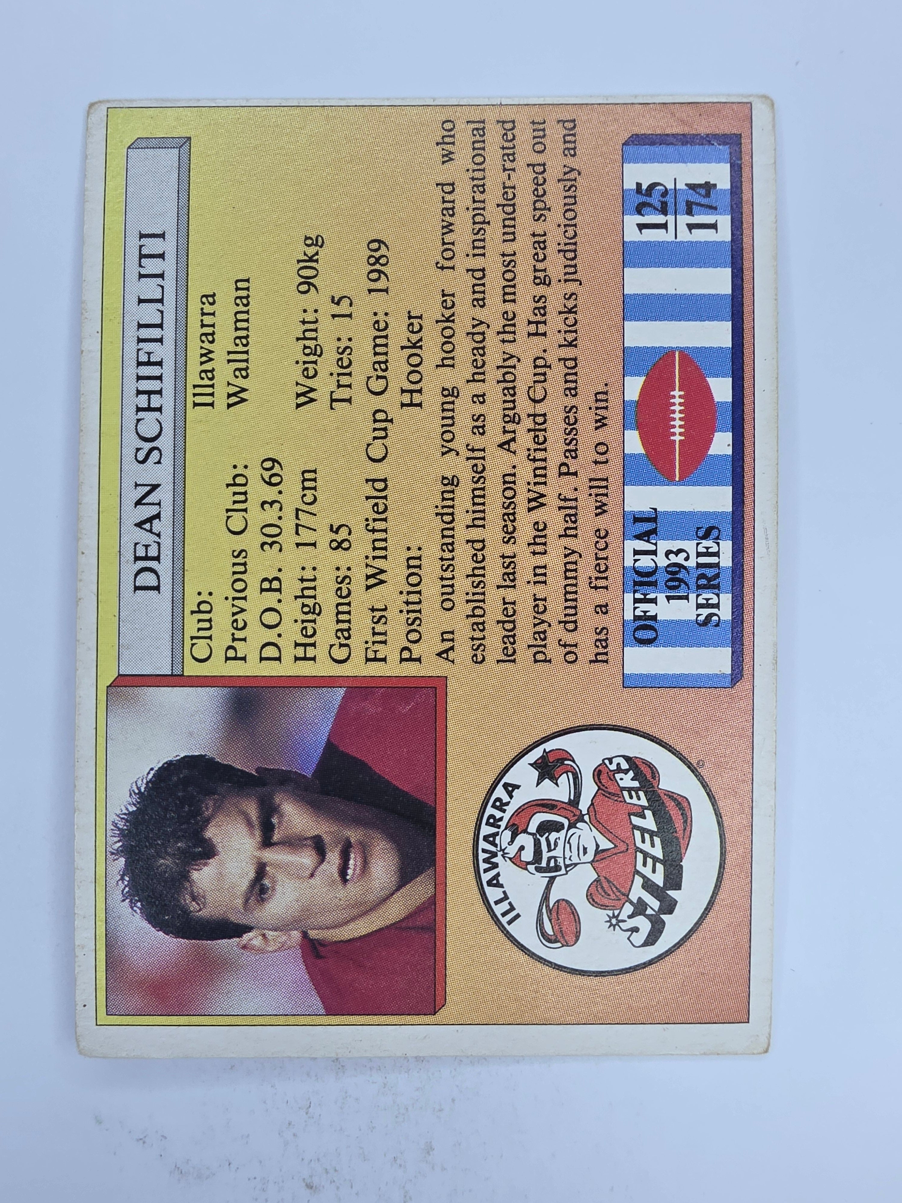 NRL 1993 Regina Base Card #125 Dean Schifilliti Illawarra Steelers