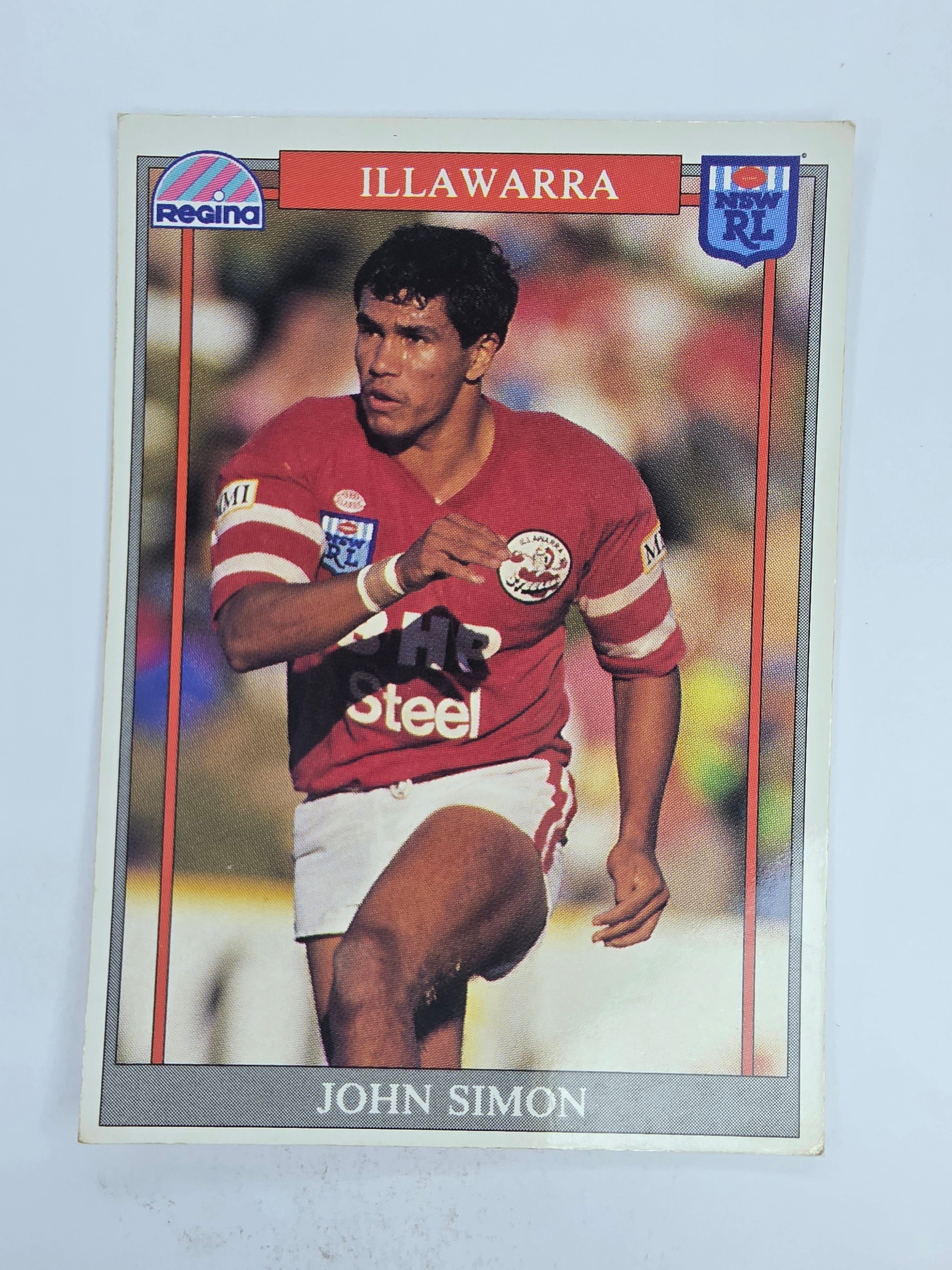 NRL 1993 Regina Base Card #126 John Simon Illawarra Steelers