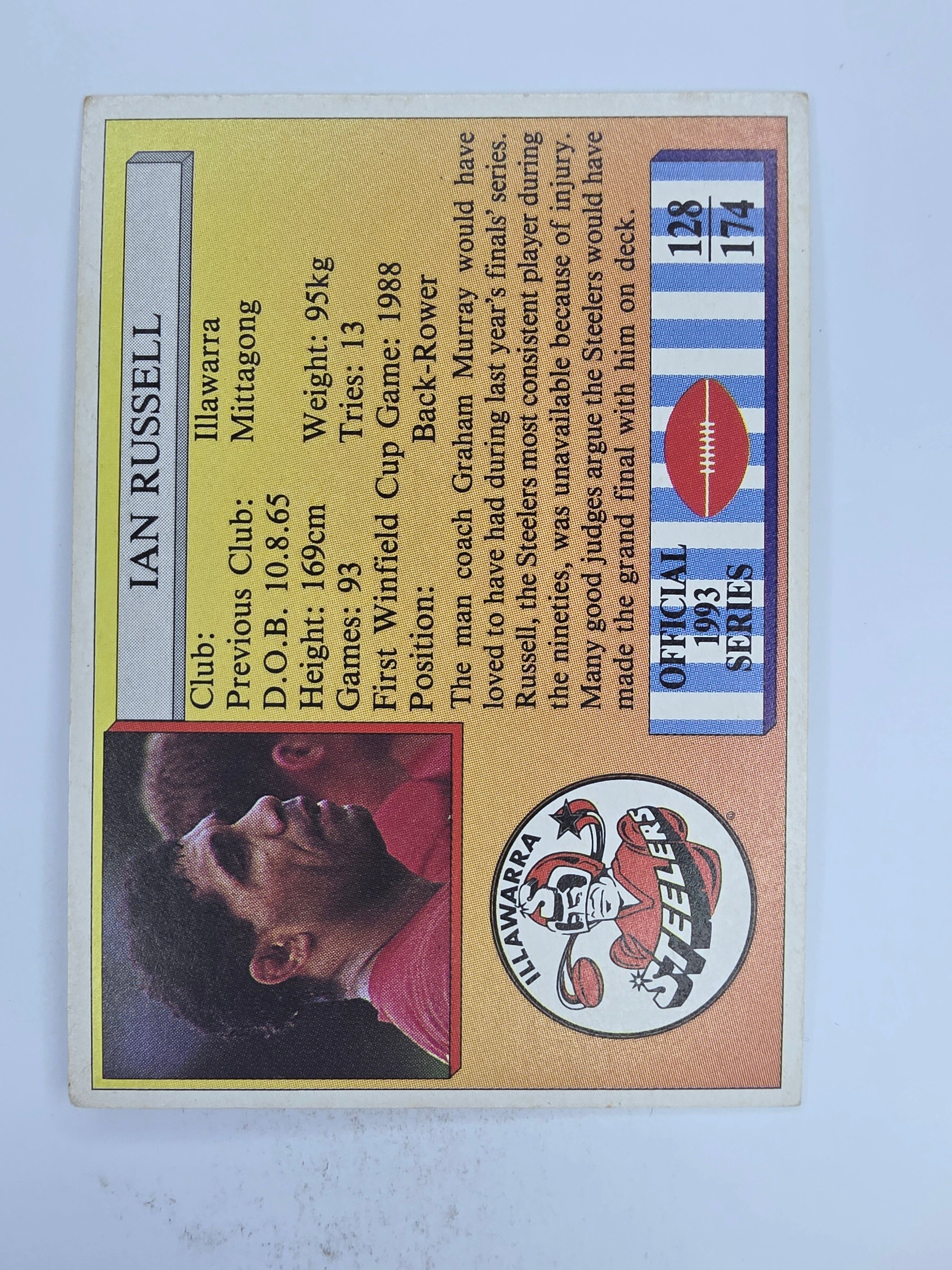 NRL 1993 Regina Base Card #128 Ian Russell Illawarra Steelers