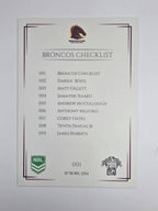 NRL 2019 Elite Base Card #1 Checklist Brisbane Broncos