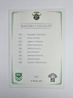 NRL 2019 Elite Base Card #10 Checklist Canberra Raiders