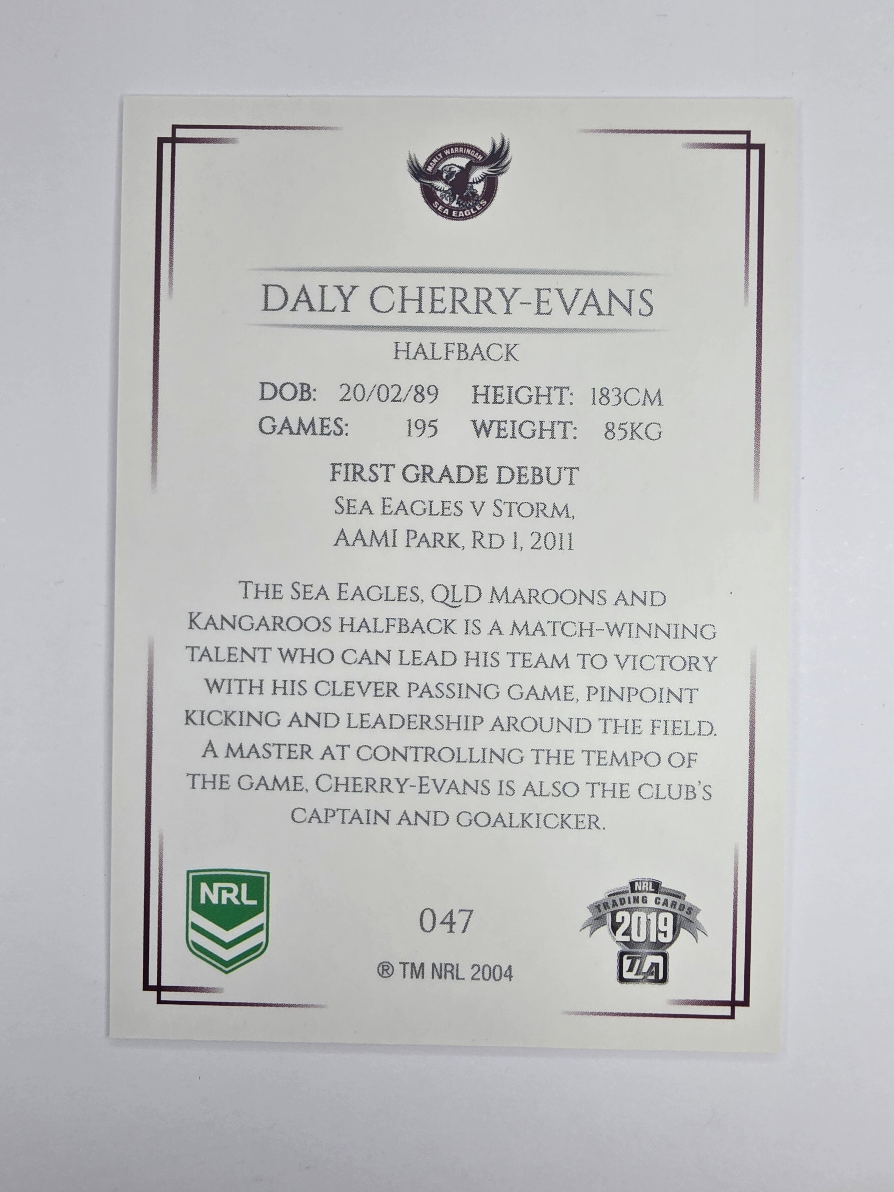 NRL 2019 Elite Base Card #47 Daly Cherry-Evans Manly Warringah Sea Eagles