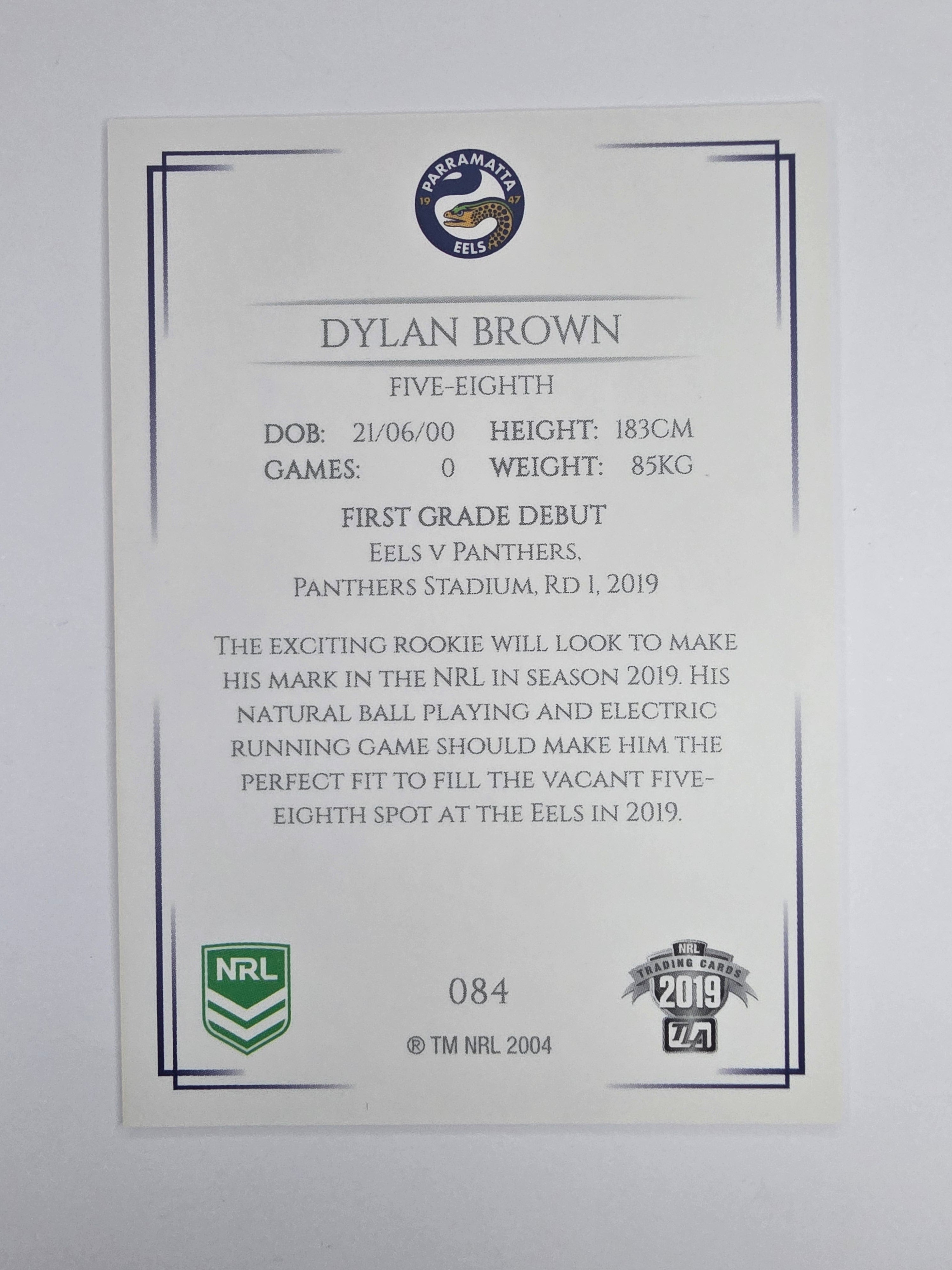NRL 2019 Elite Base Card #84 Dylan Brown Parramatta Eels