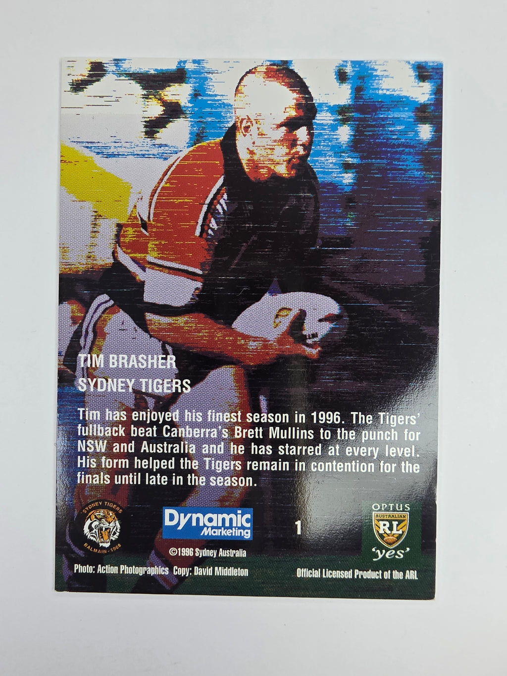 1996 Dynamic Signature Gold #1 Tim Brasher Balmain Tigers
