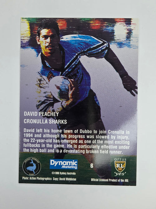 1996 Dynamic Signature Gold #6 David Peachey Cronulla Sutherland Sharks