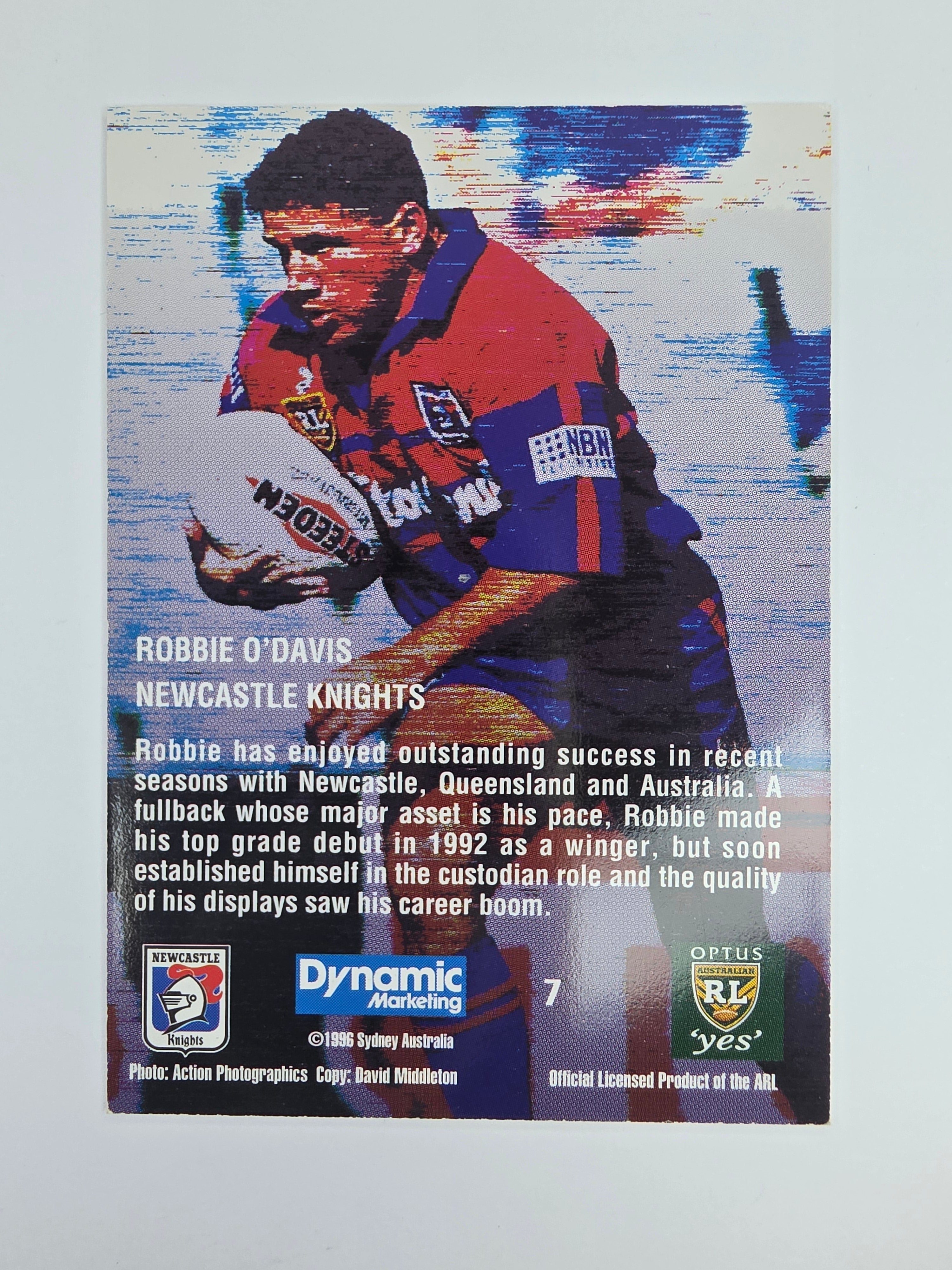 1996 Dynamic Signature Gold #7 Robbie O'Davis Newcastle Knights