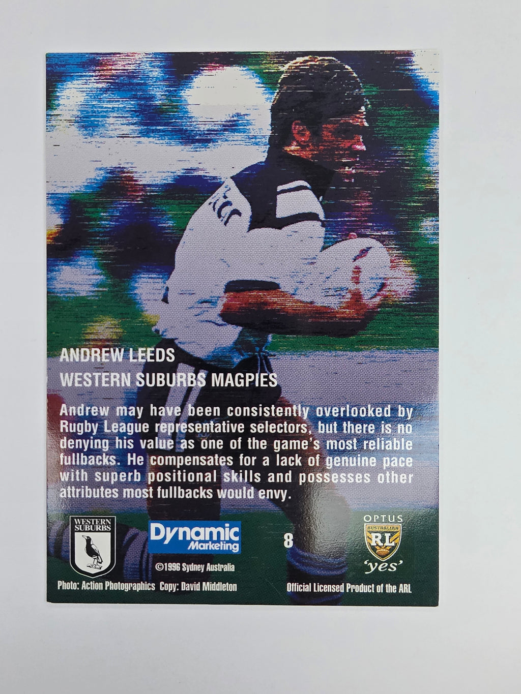1996 Dynamic Signature Gold #8 Andrew Leeds Western Suburbs Magpies