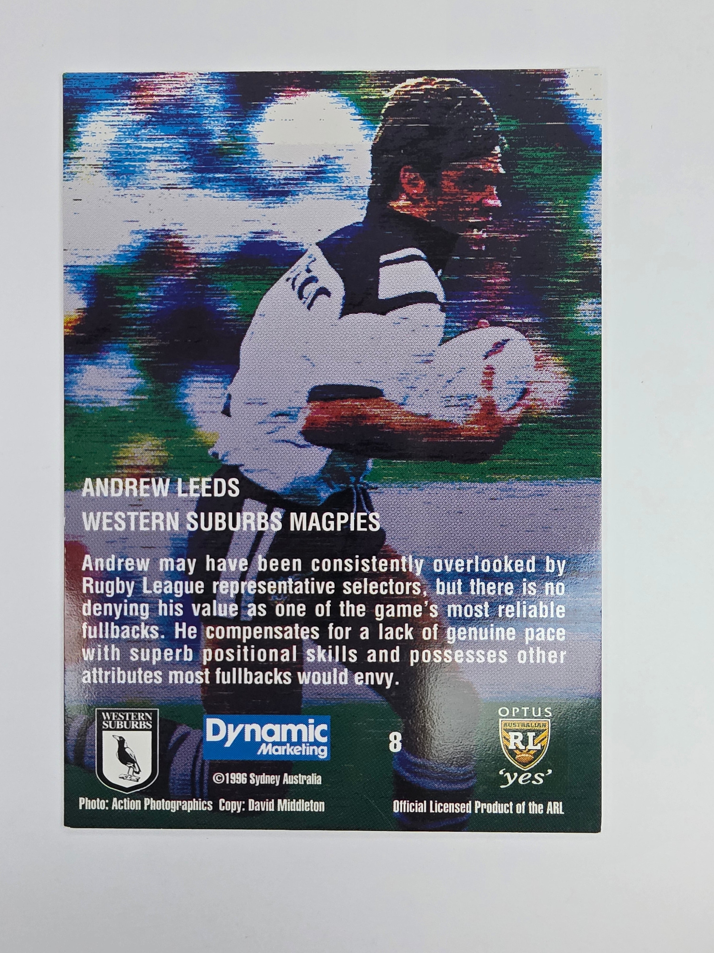 1996 Dynamic Signature Gold #8 Andrew Leeds Western Suburbs Magpies