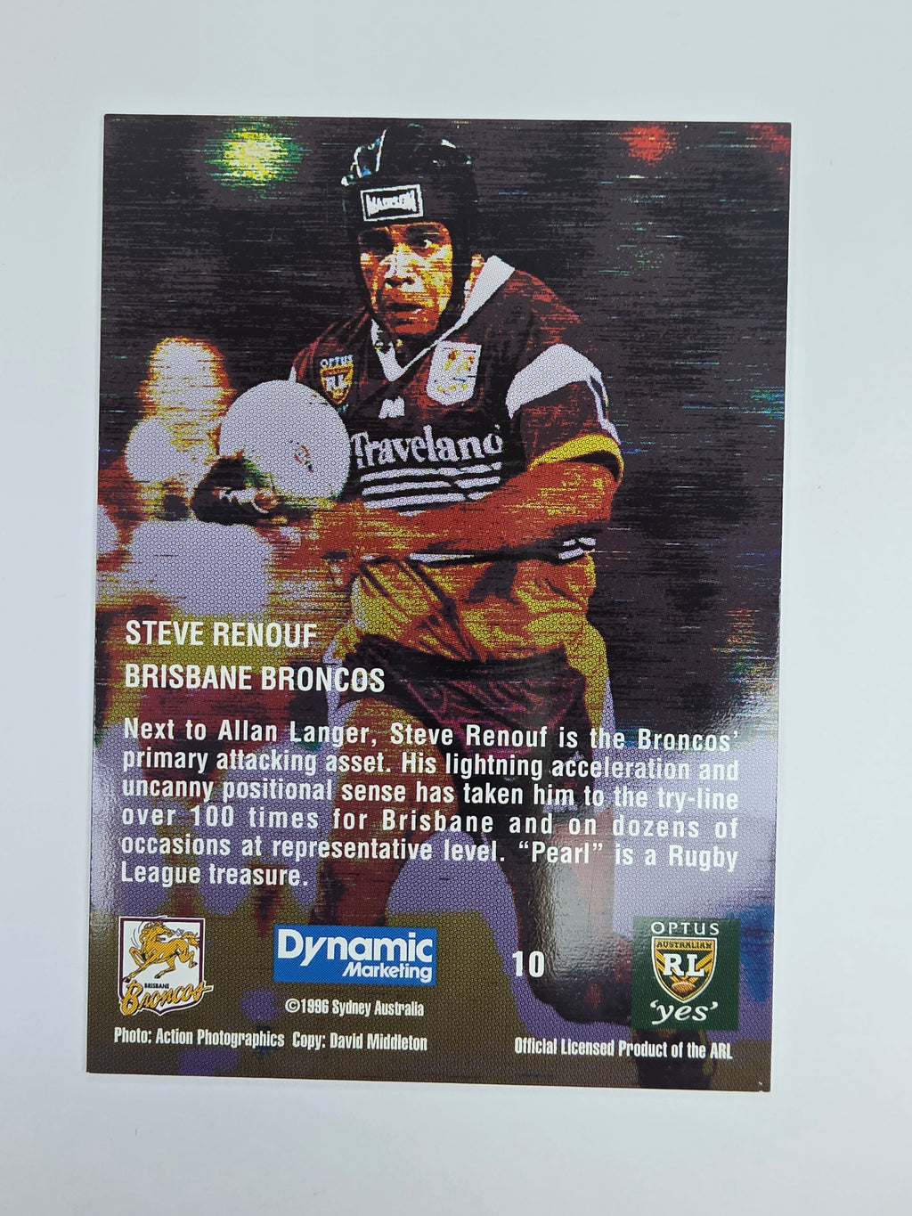 1996 Dynamic Signature Gold #10 Steve Renouf Brisbane Broncos