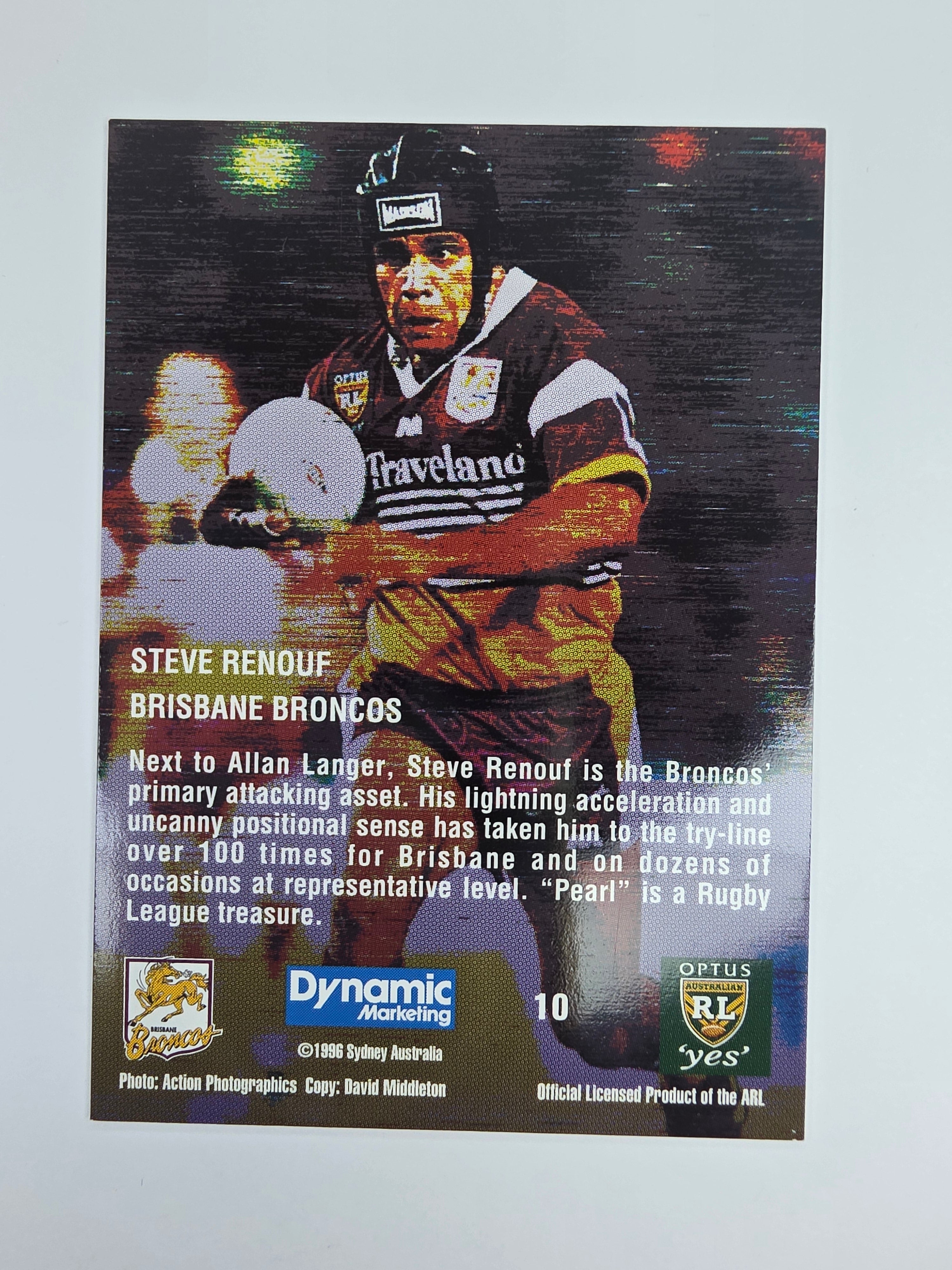 1996 Dynamic Signature Gold #10 Steve Renouf Brisbane Broncos
