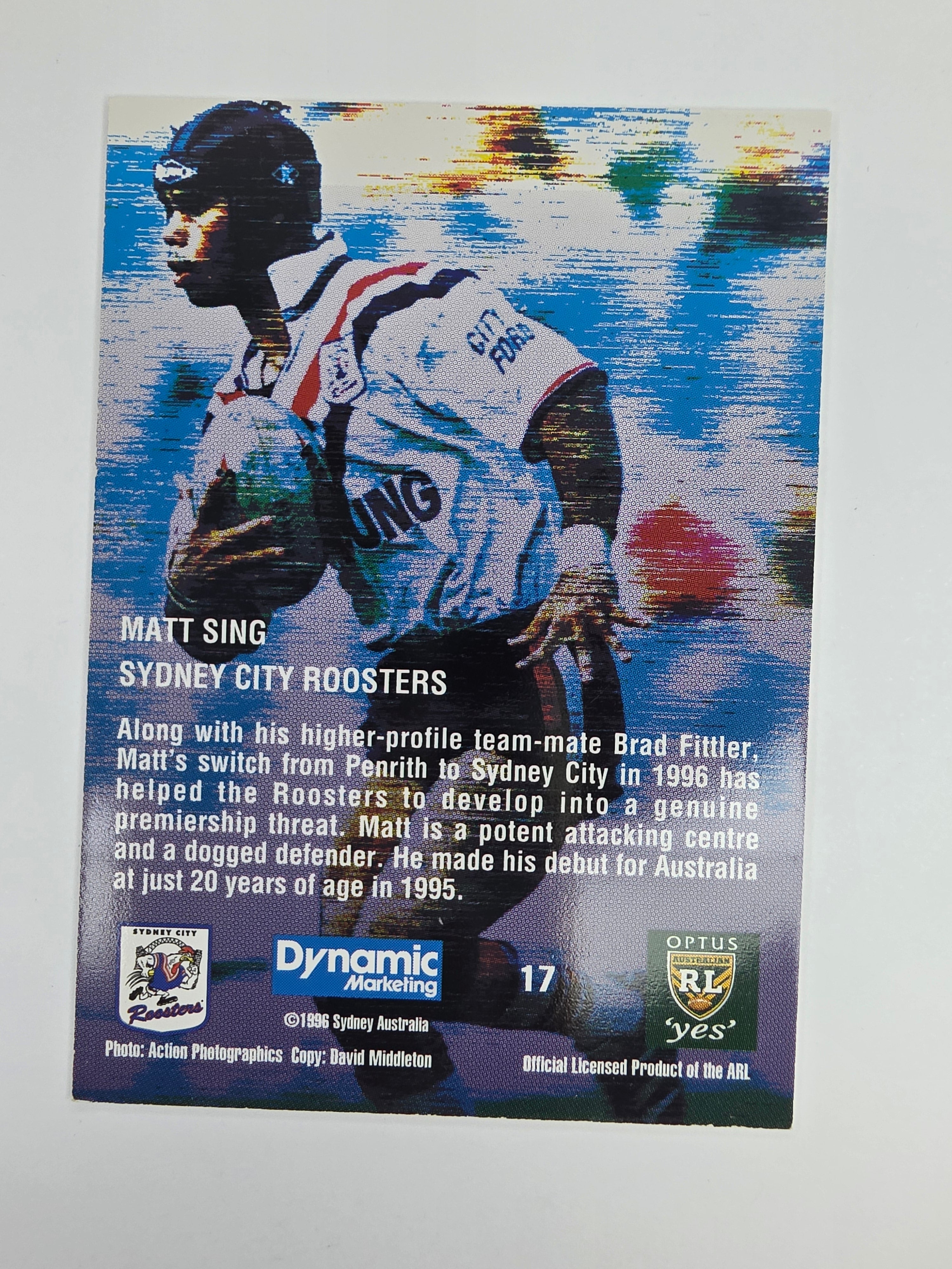 1996 Dynamic Signature Gold #17 Matt Sing Sydney Roosters