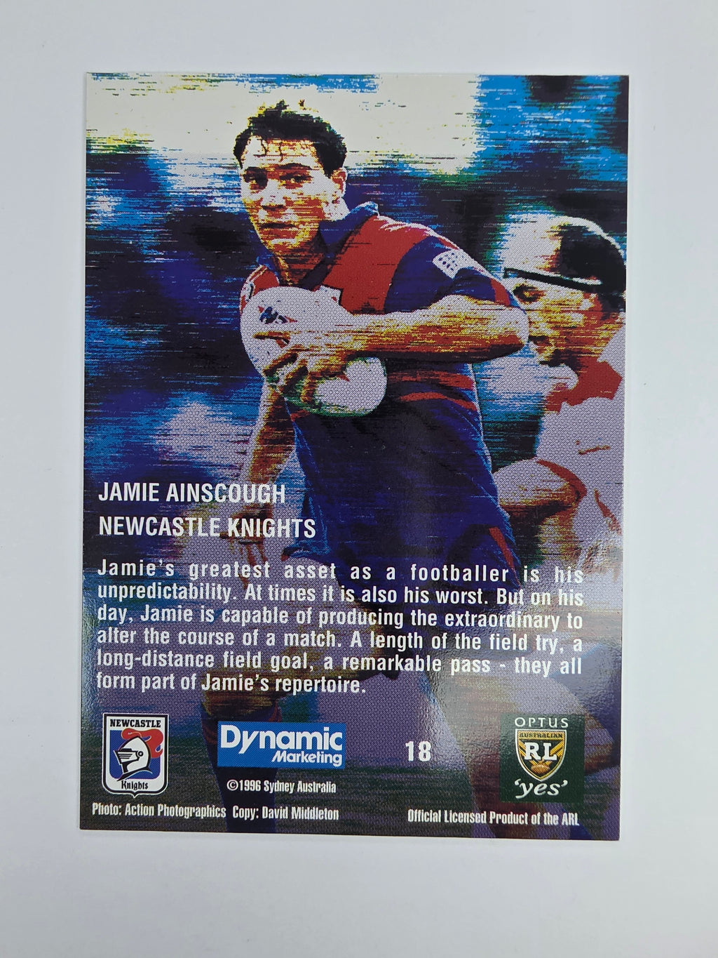 1996 Dynamic Signature Gold #18 Jamie Ainscough Newcastle Knights