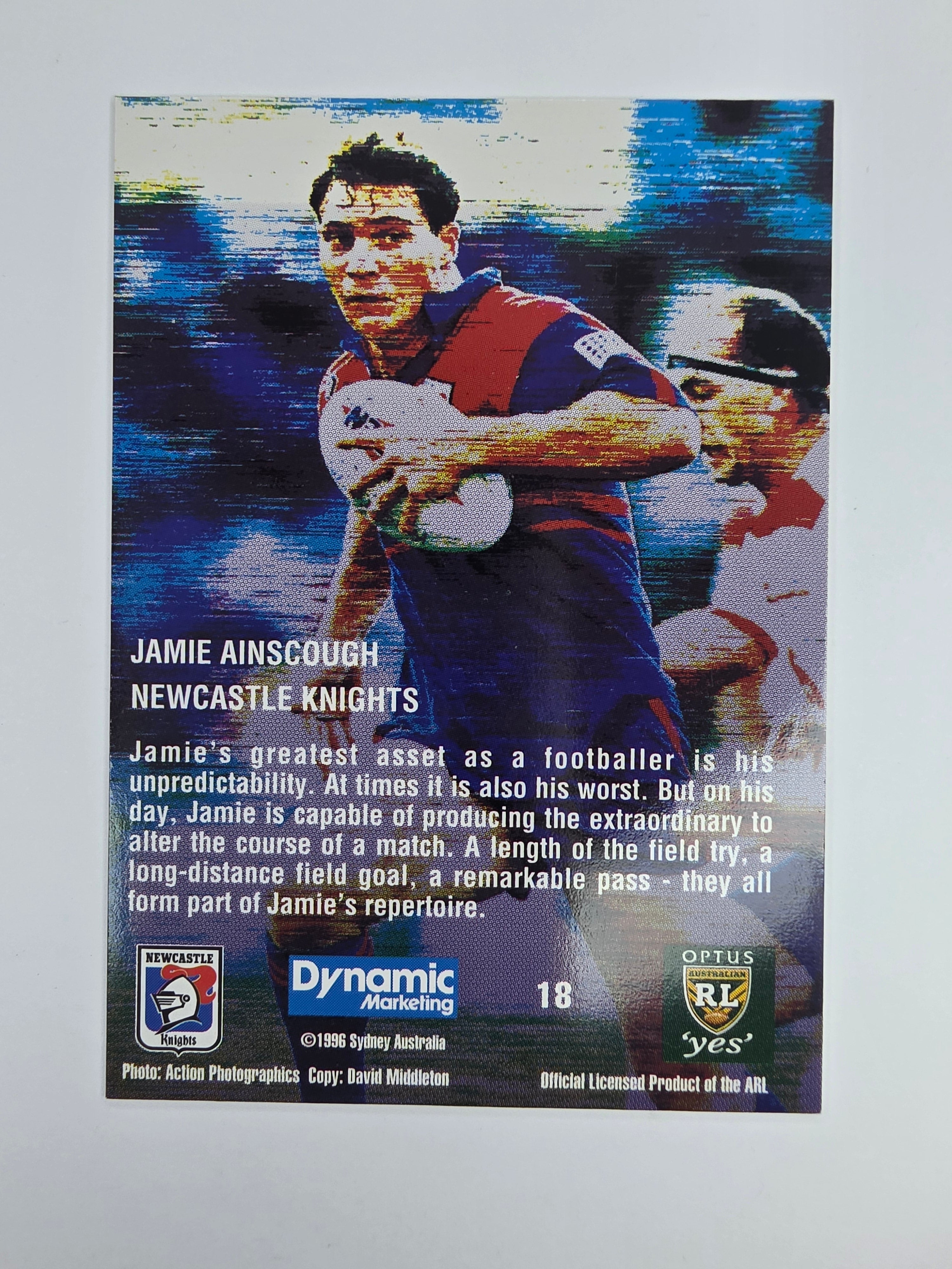 1996 Dynamic Signature Gold #18 Jamie Ainscough Newcastle Knights